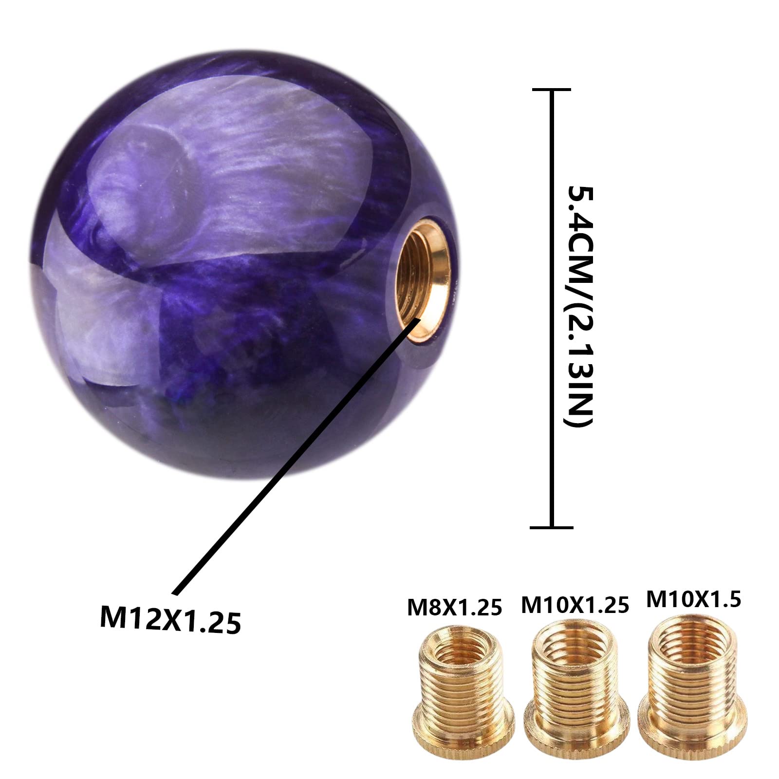 Yiuiy Round Ball Shift Knob Universal Marble Style Gear Shift Knob 5 6 Speed For Manual Automatic Vehicles With Adapters (Purple
