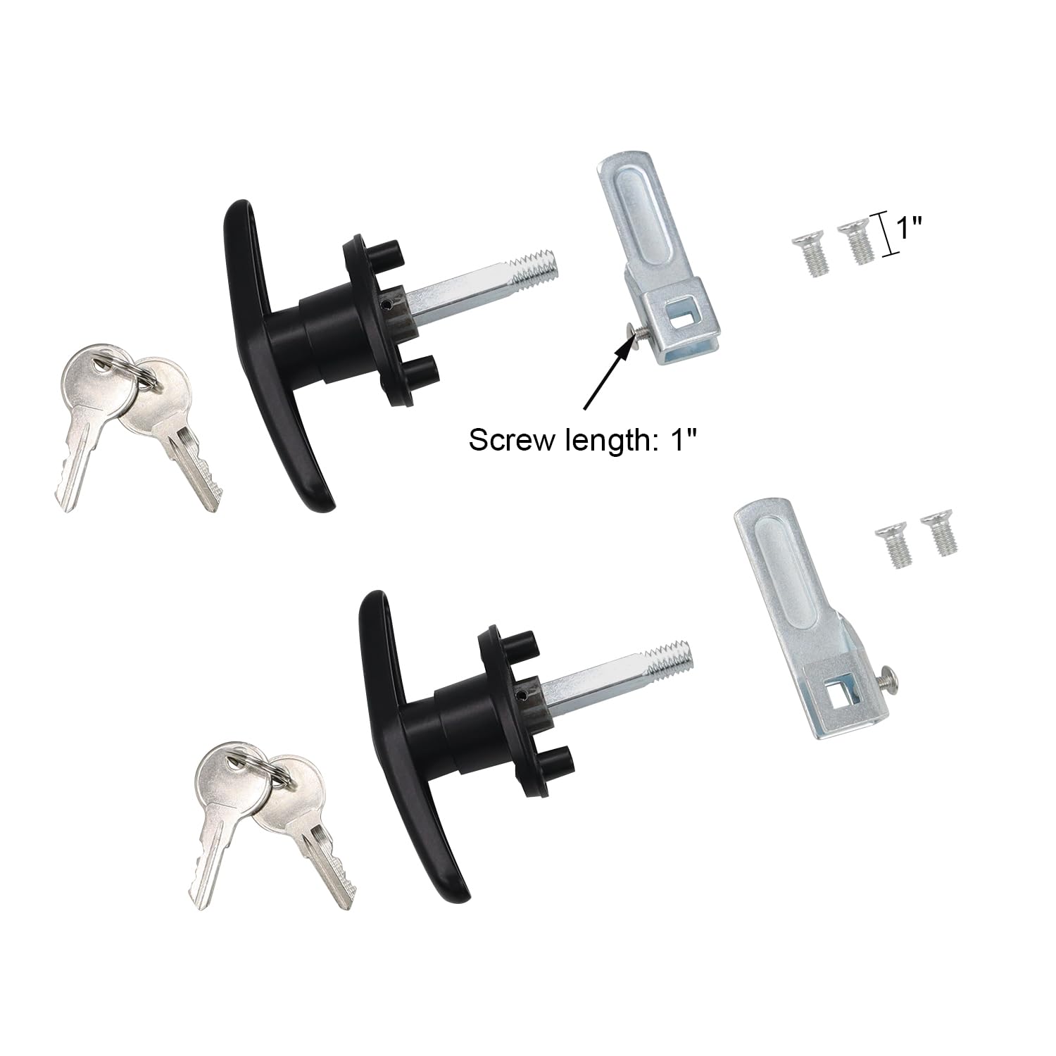 Qzattcaen Keyed Alike Truck Cap T-Handle Lock Kit - 2 Sets (4 Locks) Black Locking Handles For Topper/Camper Shell (Left & Right
