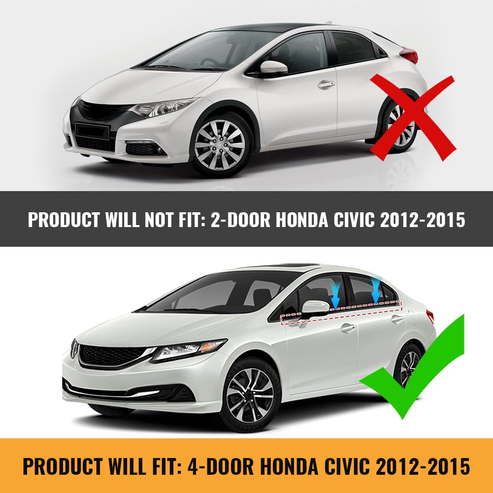 GZYF 4PCS Weatherstrip,Window Weather Stripping Moulding Trim Seal Belt for Honda Civic 2012 2013 2014 2015, Door Outside Trim S