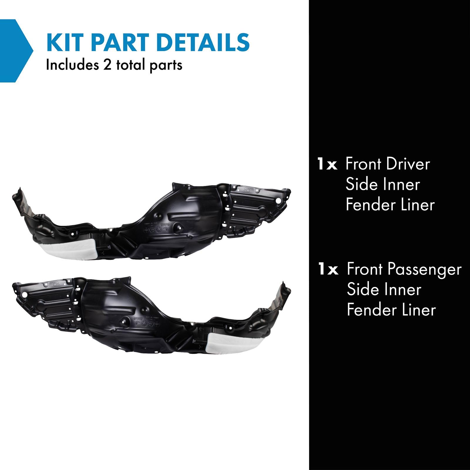 Trq Front Inner Fender Liner Set Compatible With 2019-2023 Toyota Corolla To1248231 To1249231