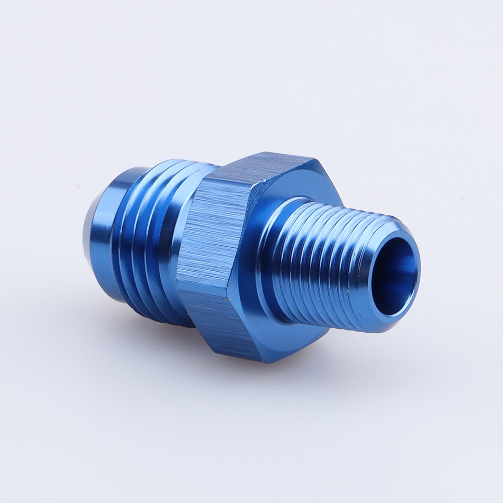 Ac Performance Male 1/8'' Npt To -6 An Flare Adapter Straight Aluminum Blue