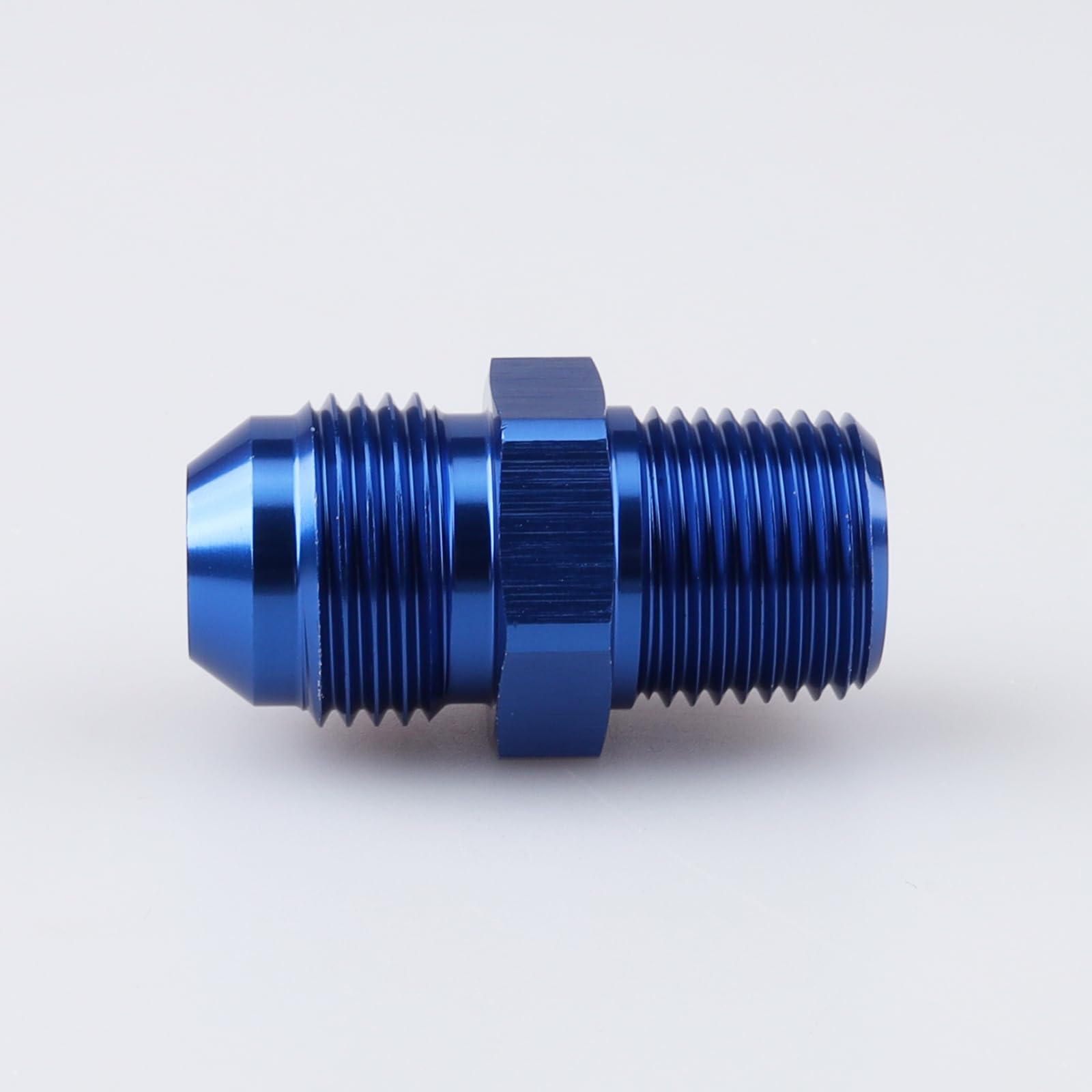 Ac Performance Male 3/8'' Npt To -8 An Flare Adapter Straight Aluminum Blue
