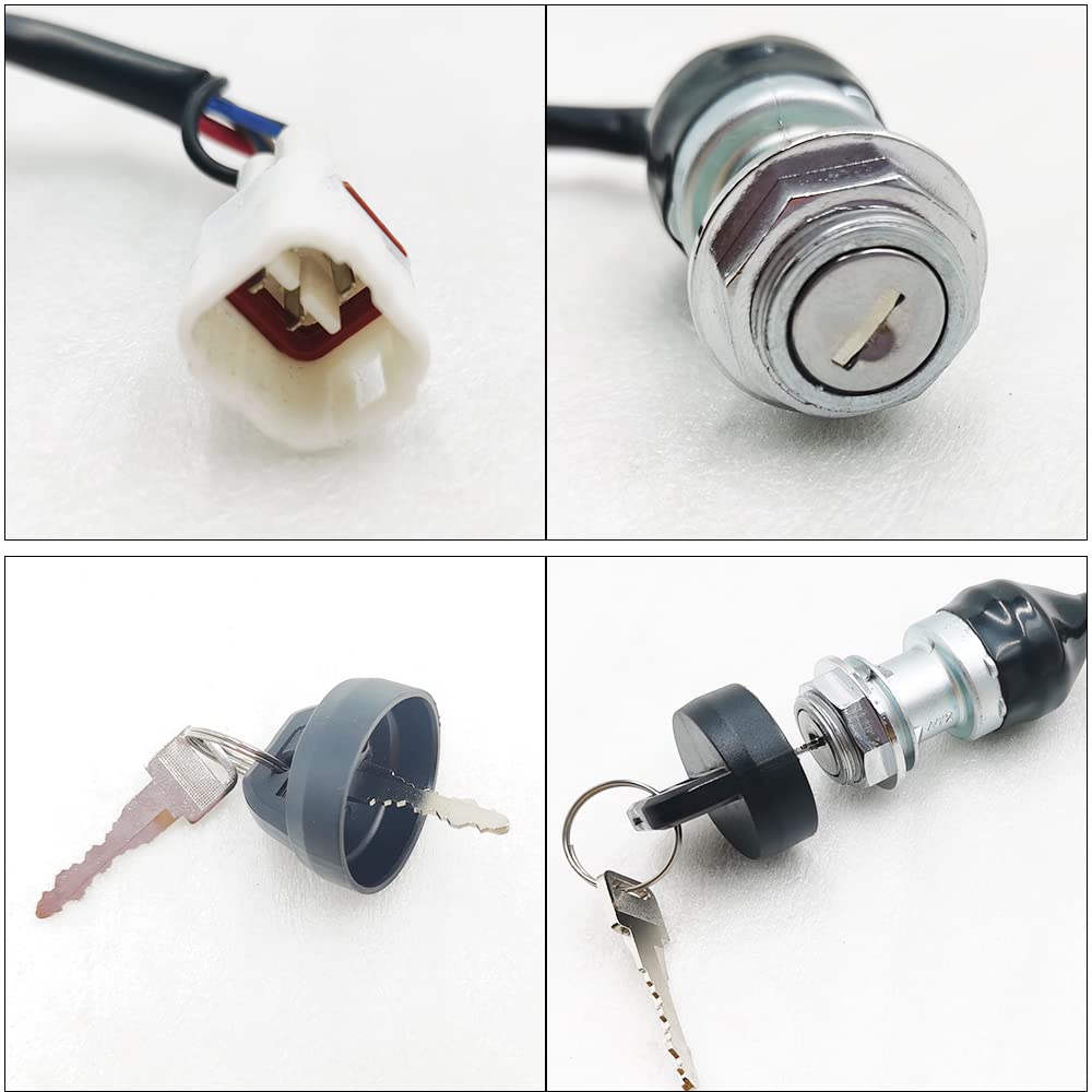 Chikia Ignition Key Switch 4 Wires(On The Dash) Replacement For Hisun Utv 400 500 700 800 Massimo Msu500 700,Axis 500 700,Coleman Ut400,Bennche,Cub Cadet