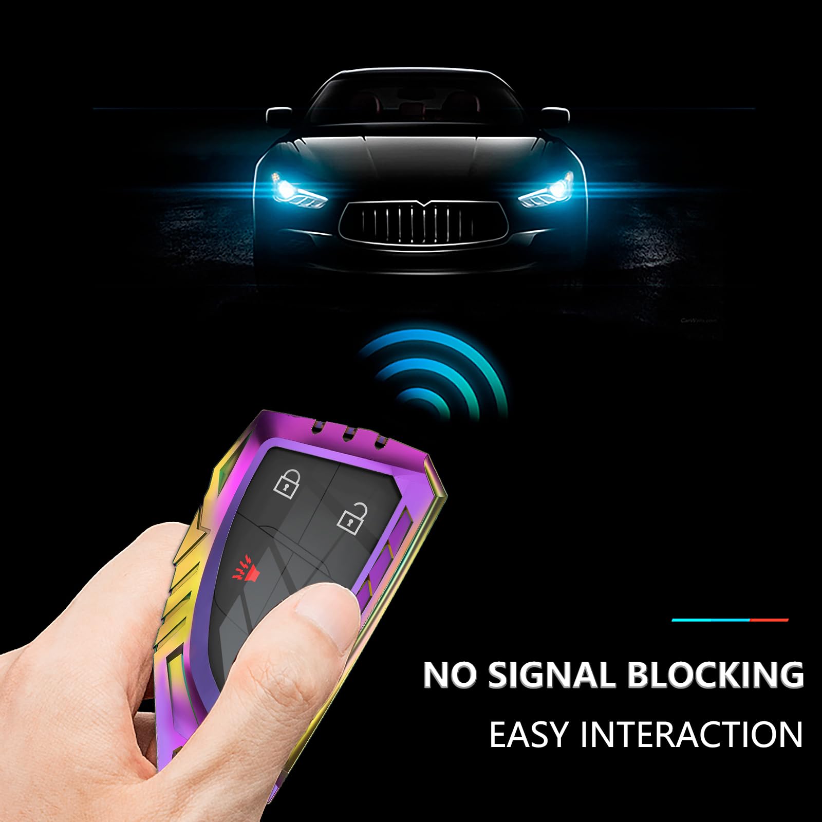 Ocezbiis For Chevy Key Fob Cover,Keychain,Zinc Alloy Protection Car Key Shell Case Compatible With Chevrolet Buick Gmc Series Sm