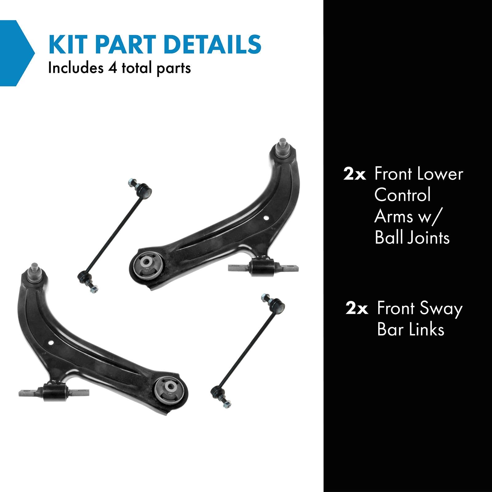 Trq Front Suspension Kit Control Arm With Ball Joint Sway Bar Stabilizer Link Compatible With 2007-2012 Nissan Sentra