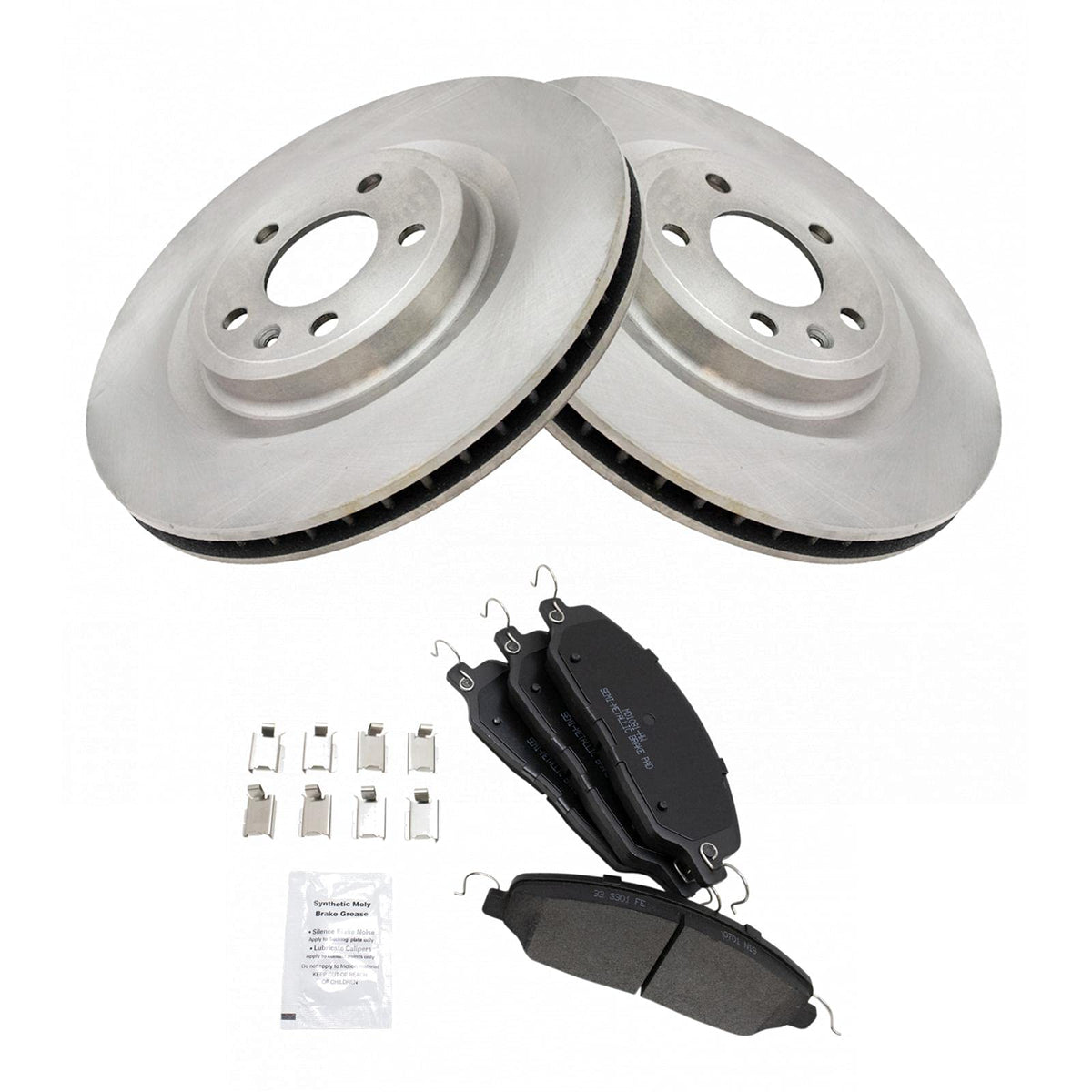 Trq Front Brake Pad & Rotor Kit Brake Pads Brake Rotor Semi-Metallic Compatible With 2013-2014 Ford Mustang