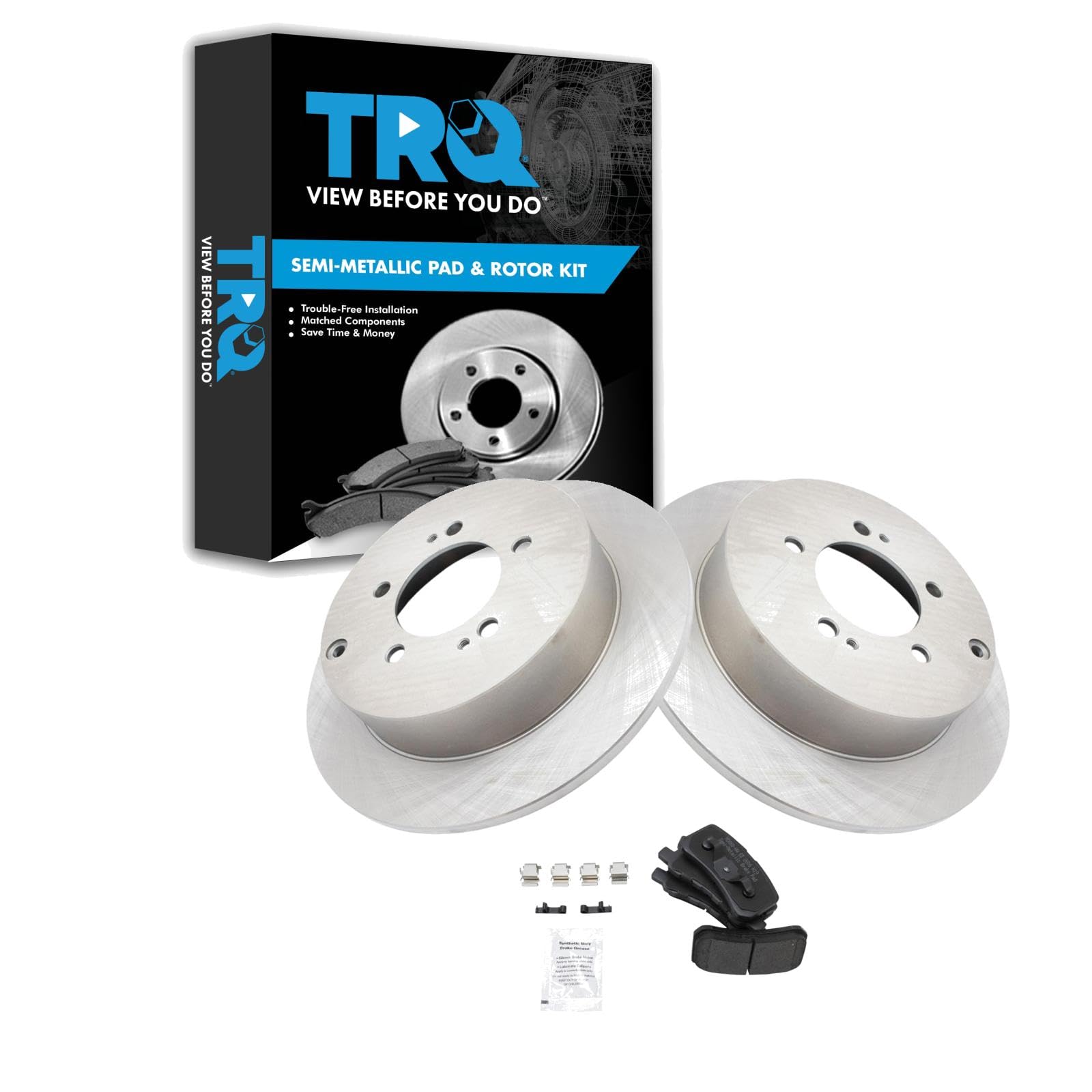 Trq Rear Brake Pad & Rotor Kit Brake Pads Brake Rotor Semi-Metallic Compatible With 2009-2015 Mitsubishi Lancer 2008-2013 Outlan
