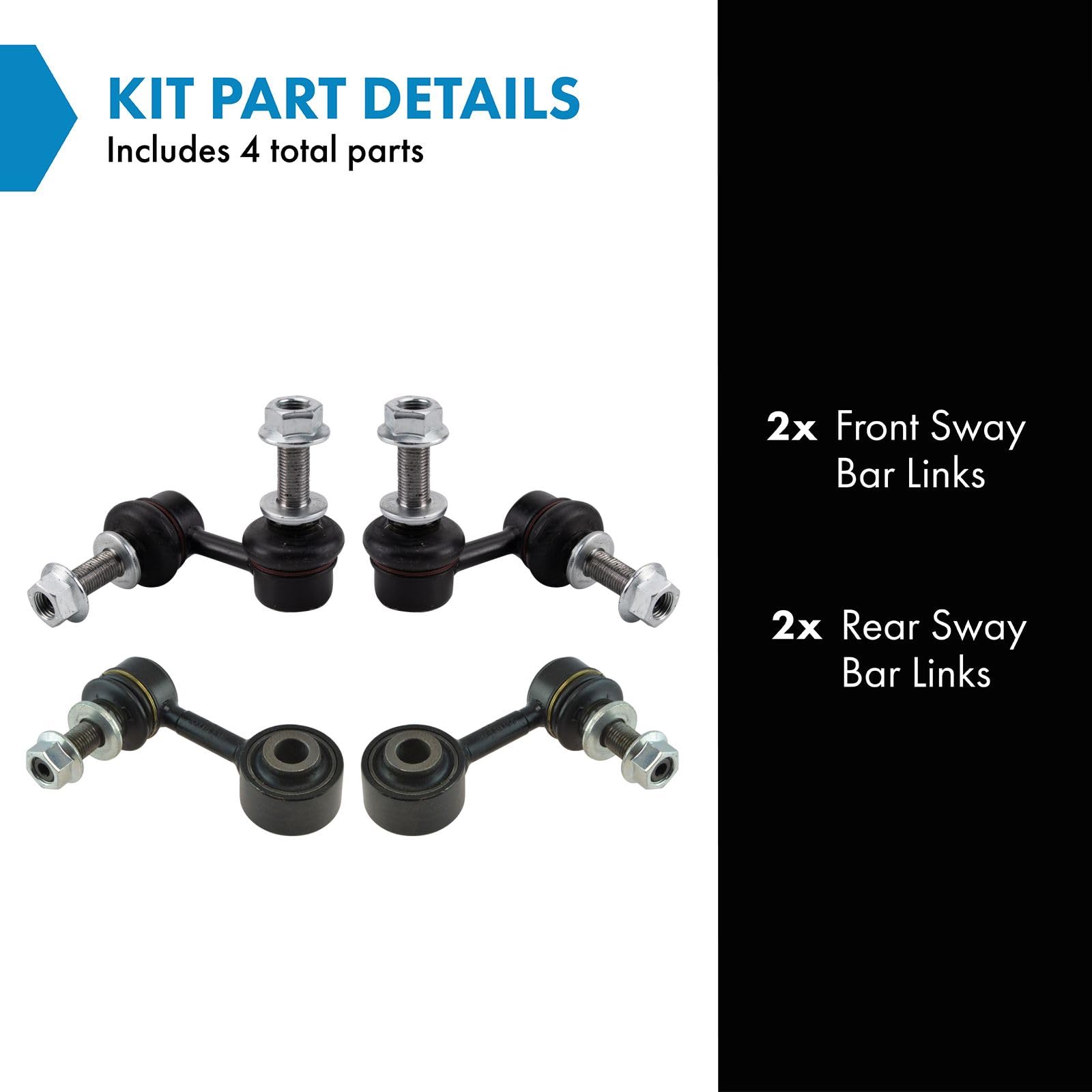 Trq Front & Rear Sway Bar Stabilizer Link Set Compatible With 2008-2019 Toyota Sequoia