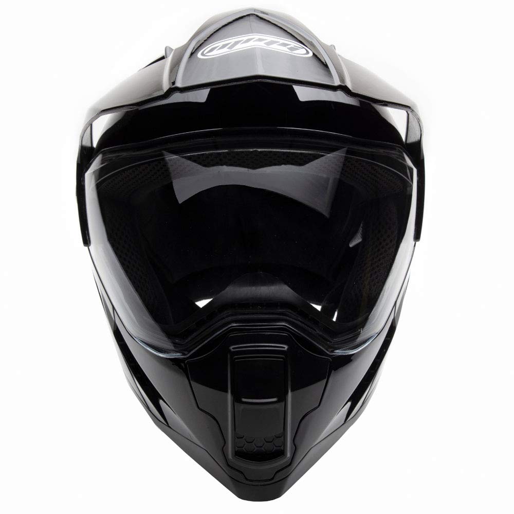 Mmg Helmet Dual Sport Off Road Motorcycle Dirt Bike Atv - Flipup Visor - Model 23 (Black Gloss, Medium)