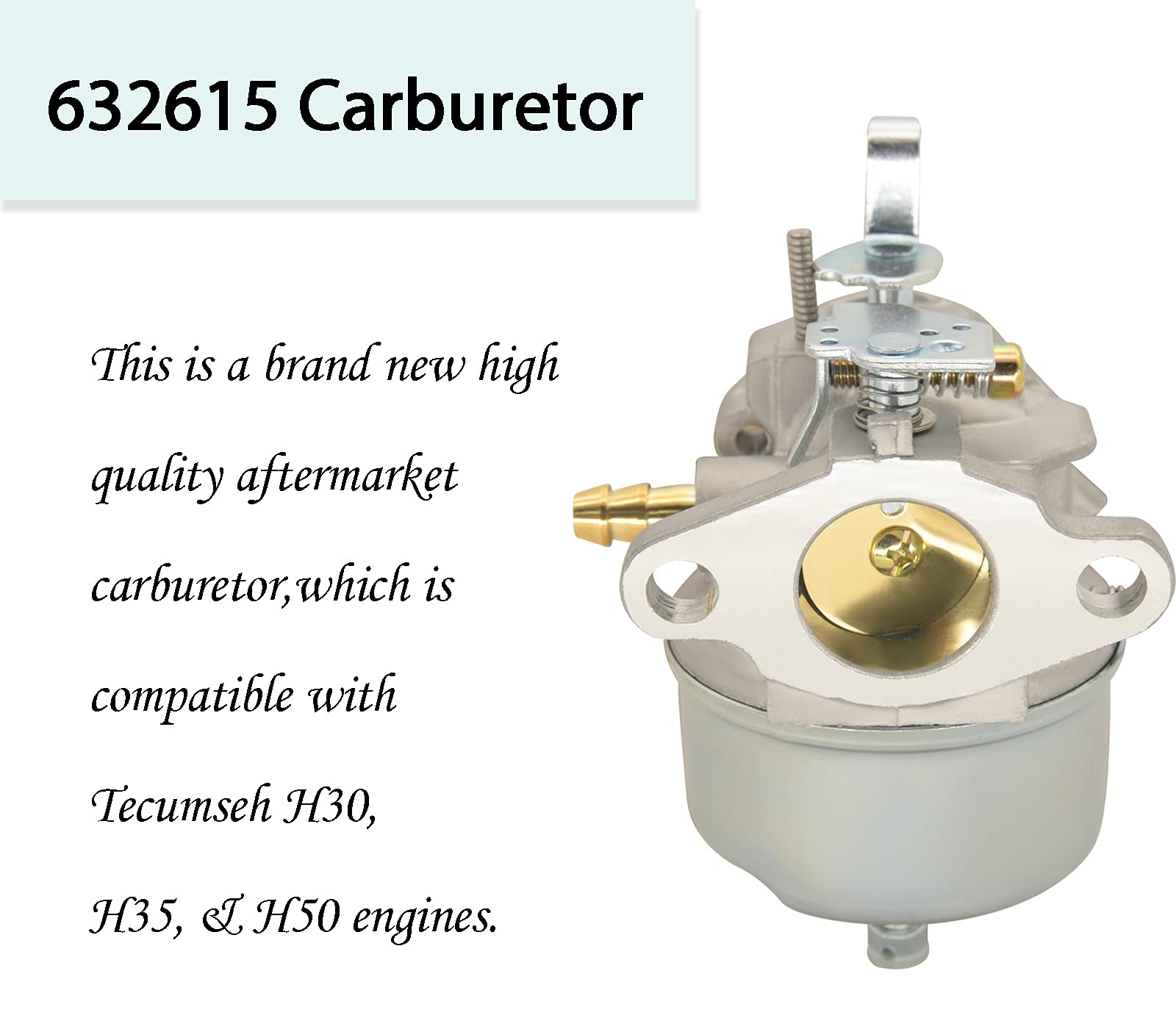 Supvintor Carburetor 632615 for Tecumseh H30 H35 Engines with Air Filter 35066 & L7T Spark Plug - High-Performance Replacement Part