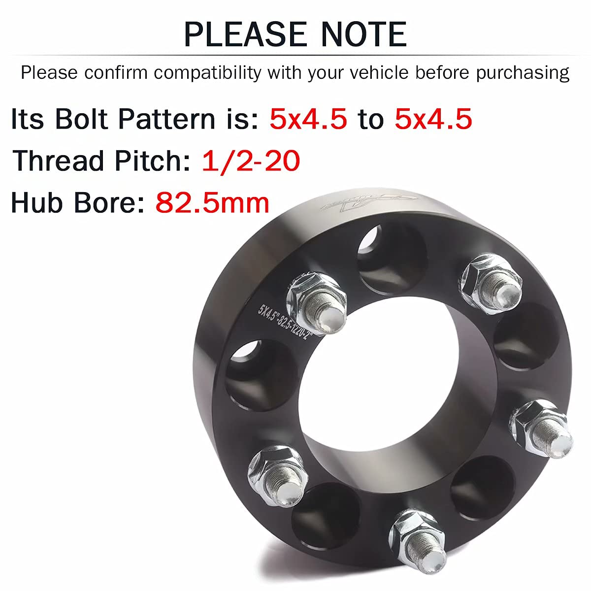 Gasupply 5X4.5 Wheel Spacers 2 Inch, 4Pcs 5X114.3 Wheel Spacers 50Mm Thick 82.5Mm Hub Bore 1/2-20 Studs, Compatible With Ford Ex