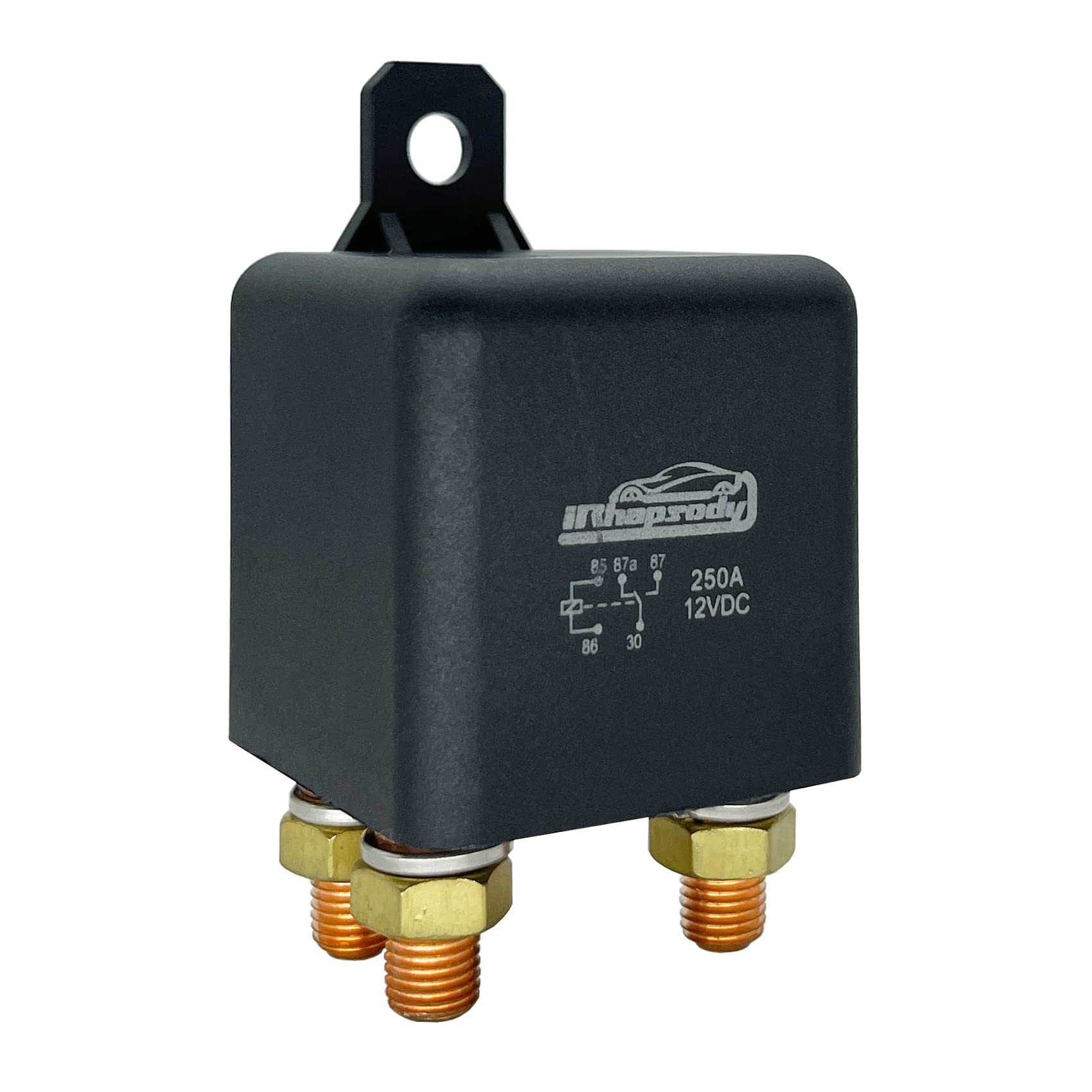 Irhapsody Relay 250A, 12V Continuous Duty Relay, 5 Pin Starter Relay, Spdt High Current High Power On/Off Control Relay, Split C