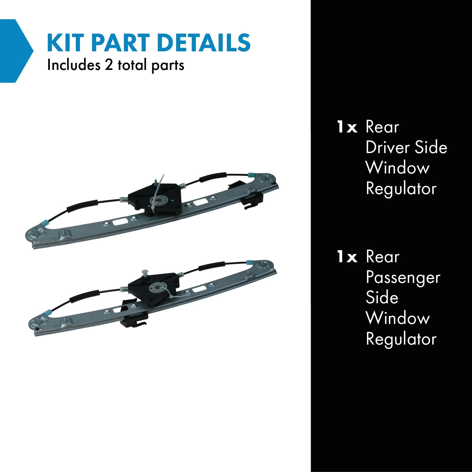 Trq Rear Power Window Regulator Set Compatible With 2004-2010 Bmw X3
