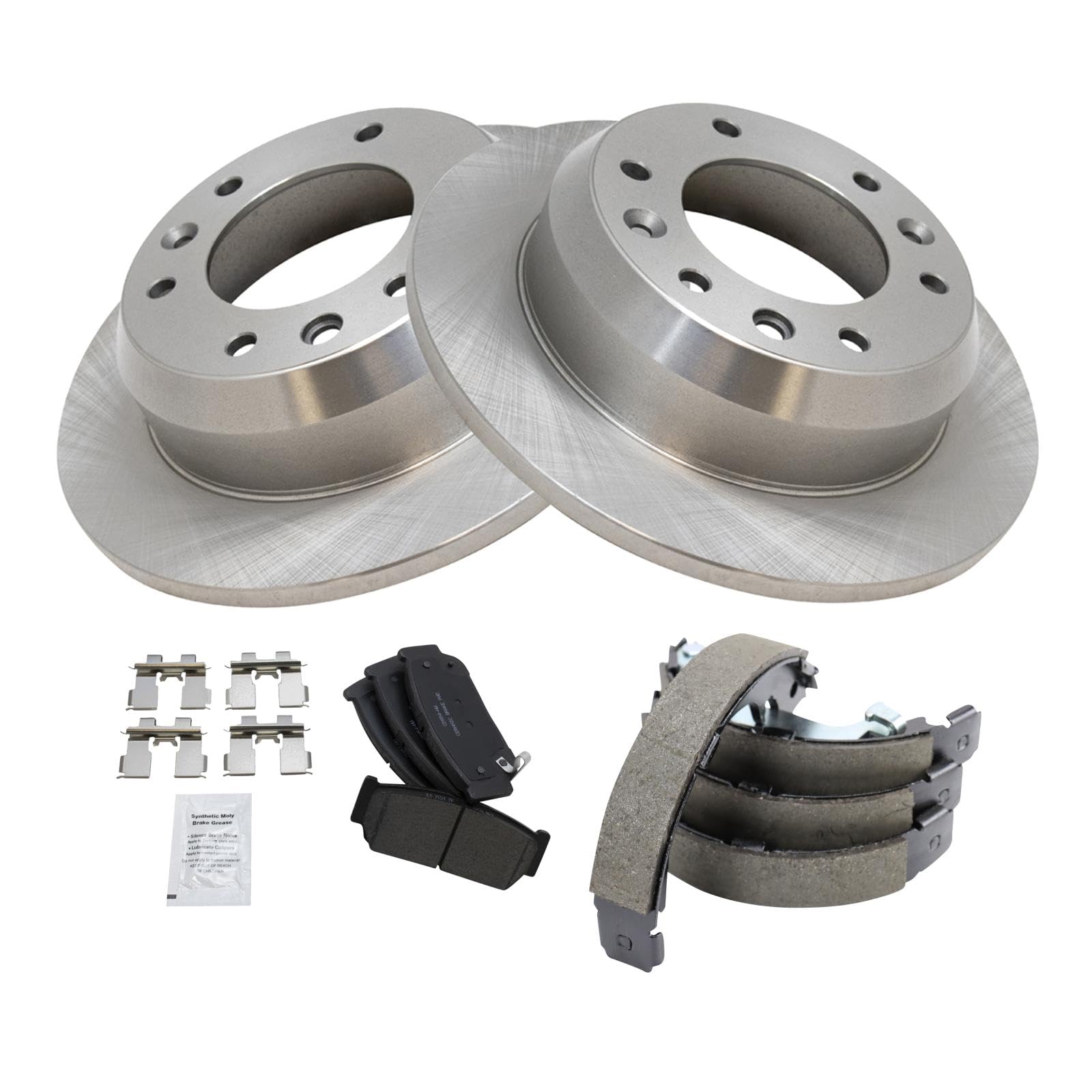 Trq Rear Brake Pad & Rotor Kit Brake Pads Brake Rotor Parking Brake Shoe Set Ceramic Compatible With 2007 Hyundai Entourage 2006