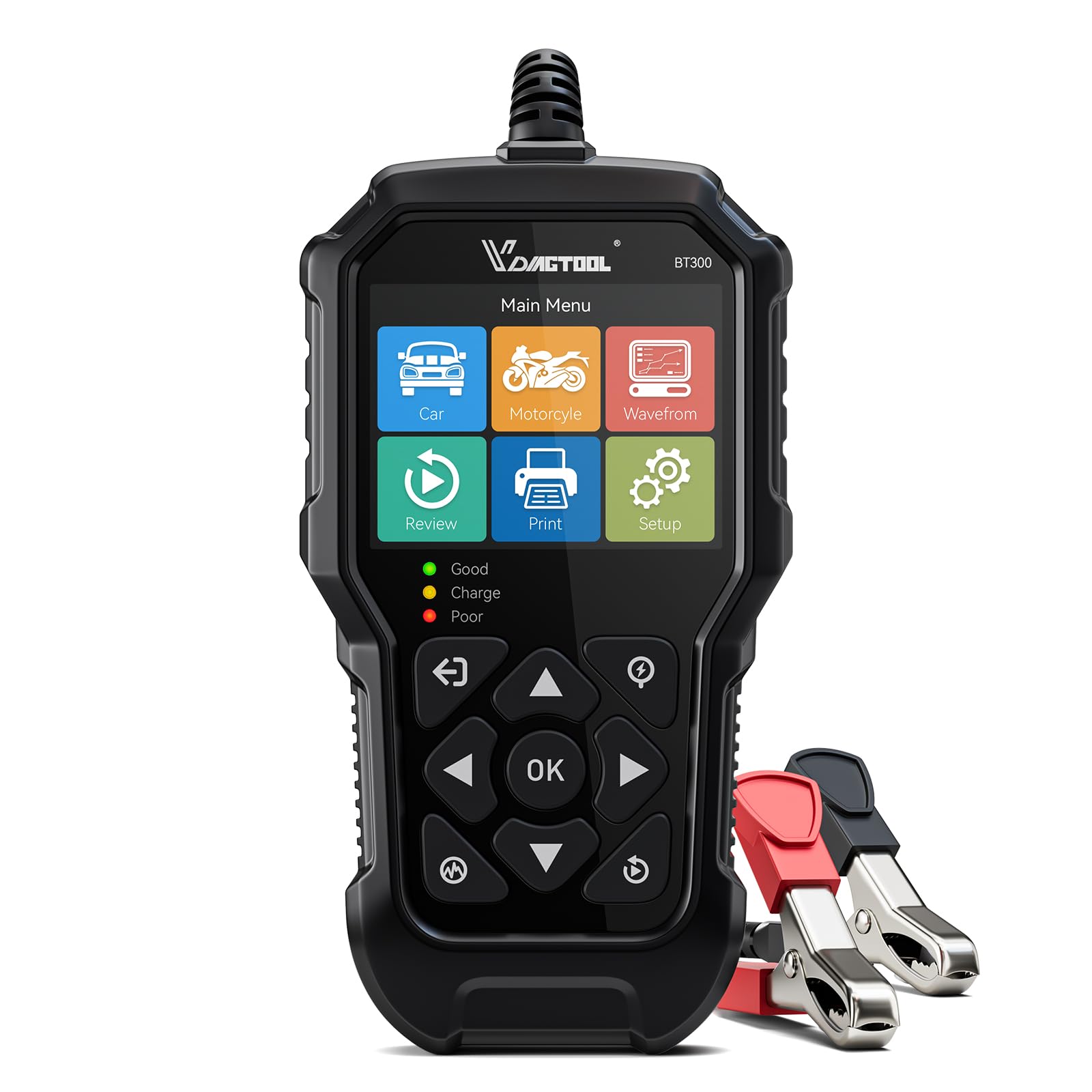 VDIAGTOOL BT300 Car Battery Tester 6V 12V, 5-3000 CCA Load Tester Starter Alternator Tester Automotive Charging Cranking System 
