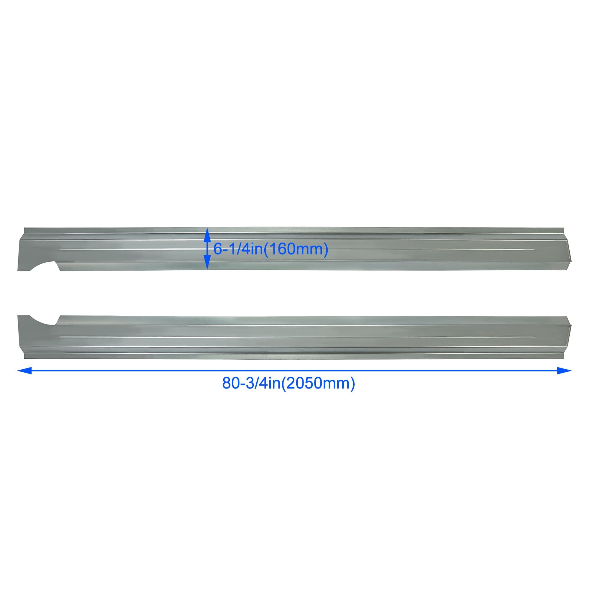 KUAFU Slip-on Rocker Panels for 2009-2018 Dodge Ram 1500/2500/3500, Alloy Steel, Silvery, Large, Model BL1211, Rear