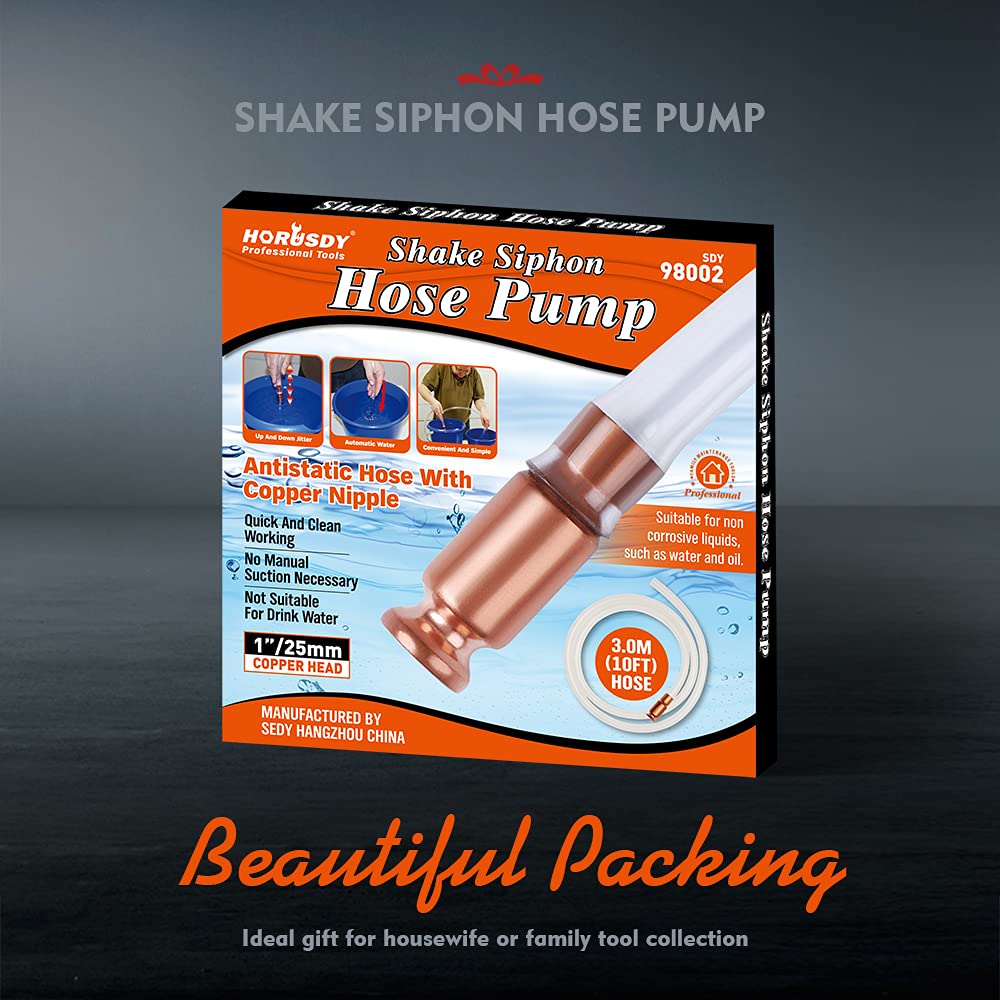 Horusdy Gas Siphon 10Ft Multi-Purpose Super Easy Siphon Pump,3/4'' Valve Virgin Grade Tubing Safe