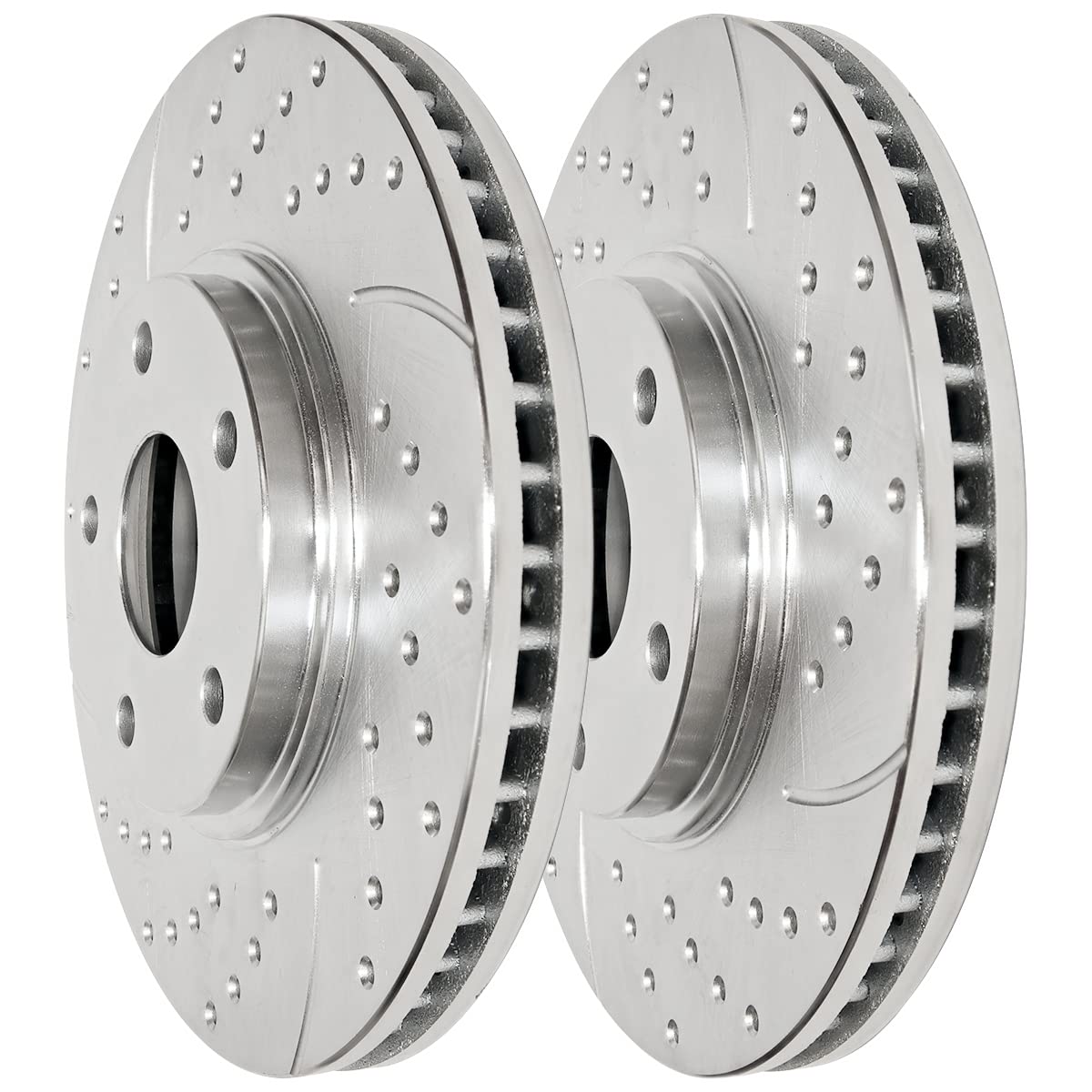 Autoshack Front Drilled Slotted Brake Rotors Silver Pair Of 2 Driver And Passenger Side Replacement For Dodge Grand Caravan Journey Chrysler Town & Country Pacifica Voyager Ram C/V V6 Fwd Pr63070Dszpr