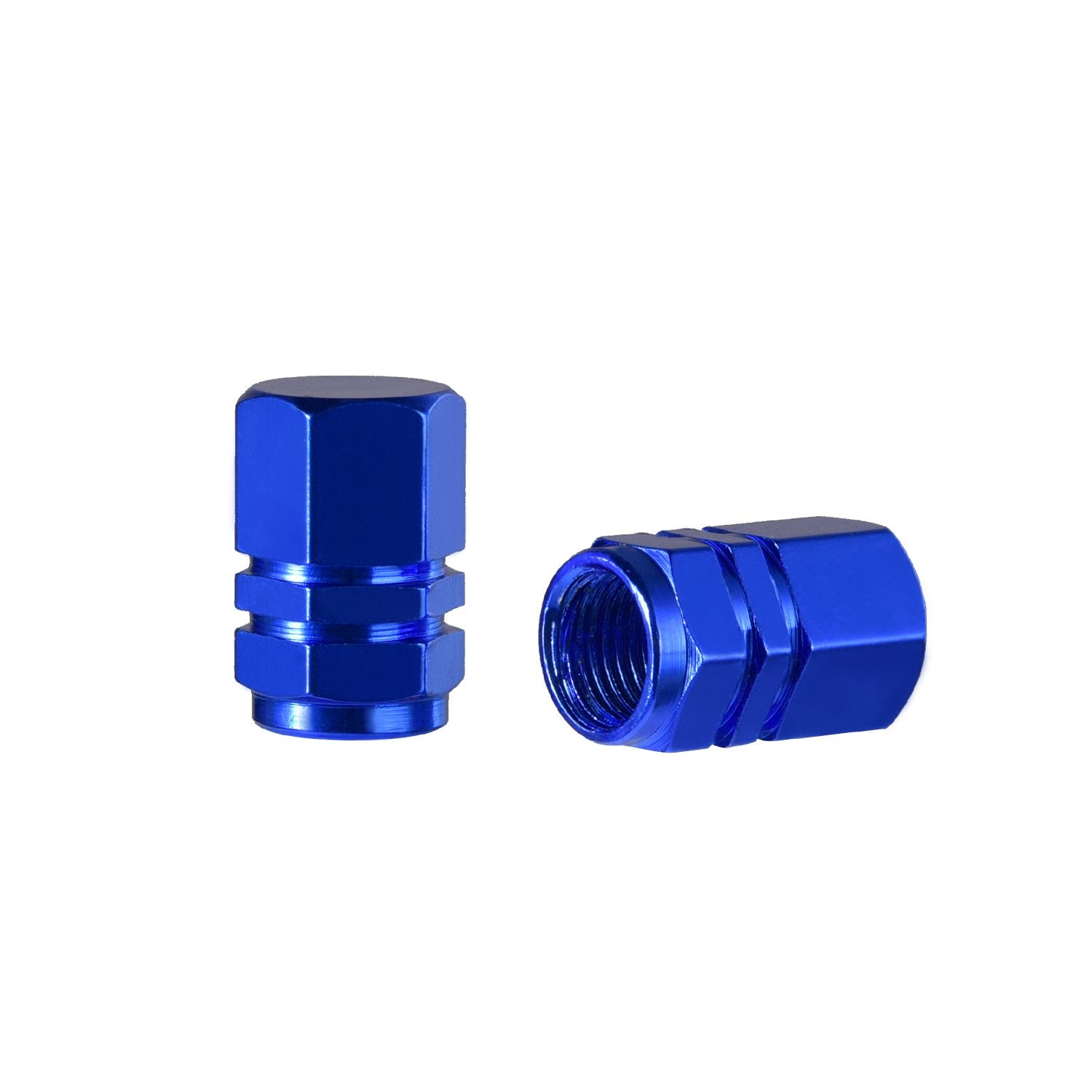 Eboot 8 Pieces Tire Stem Valve Caps Wheel Valve Covers Car Dustproof Tire Cap, Hexagon Shape (Blue)