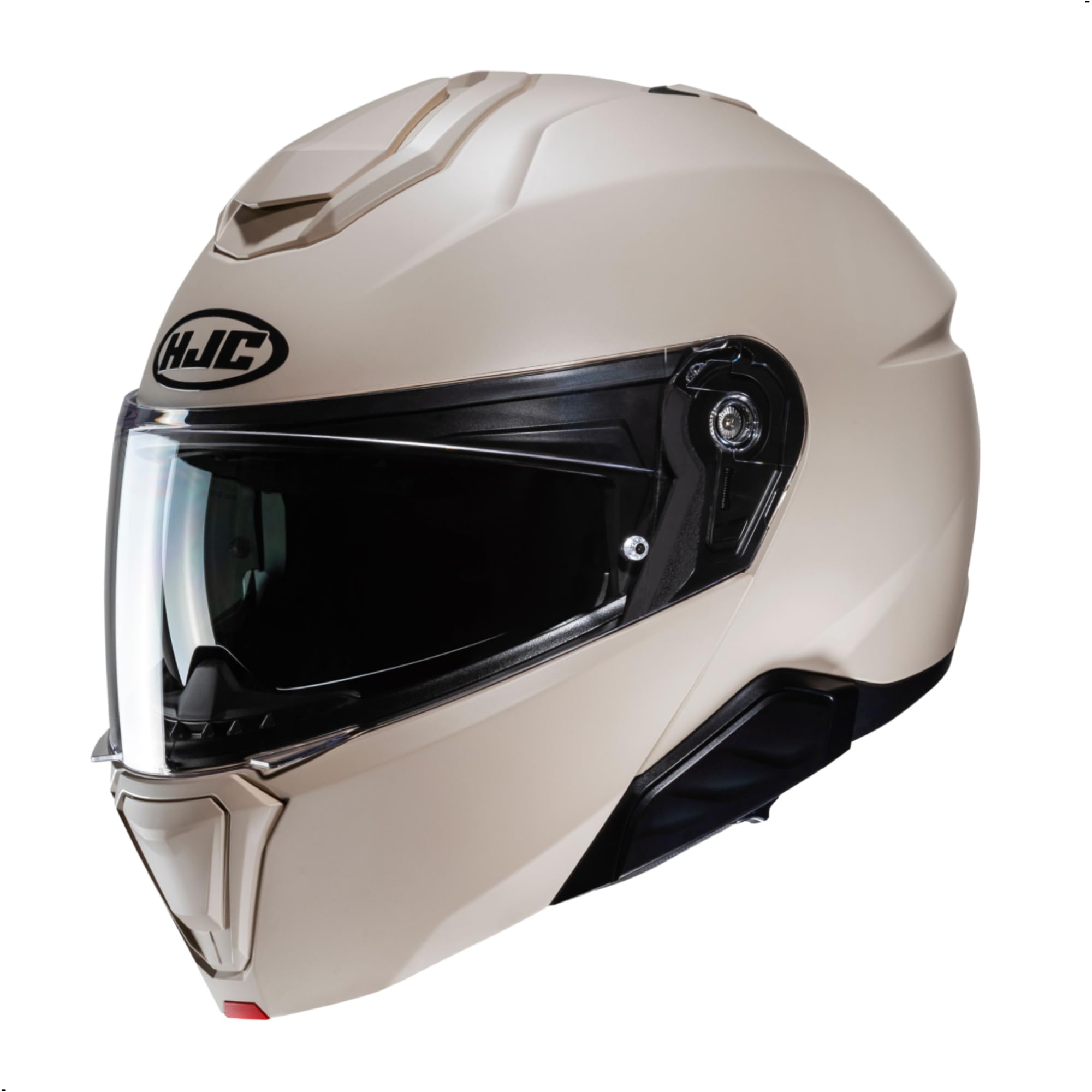 HJC i91 Solid Modular Motorcycle Helmet with HJ-33 Pinlock Shield, DOT Approved (Semi Flat Sand Beige, Large)