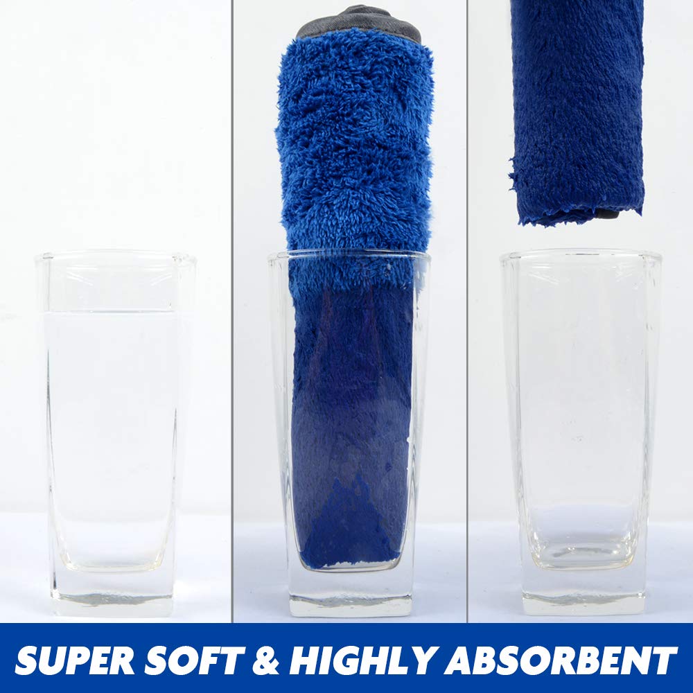 Sinland Microfiber Car Drying Towels Ultra Absorbent Car Wash Cleaning Auto Detailing Towels 380Gsm 16Inch X 24Inch 6Pack Blue