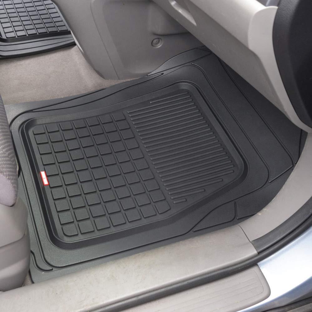 BDK Performance FlexTough 5-Piece Front & Rear Rubber Car Floor Mats & Cargo Liner For Cars SUVs Trucks Vans, All-Weather Heavy