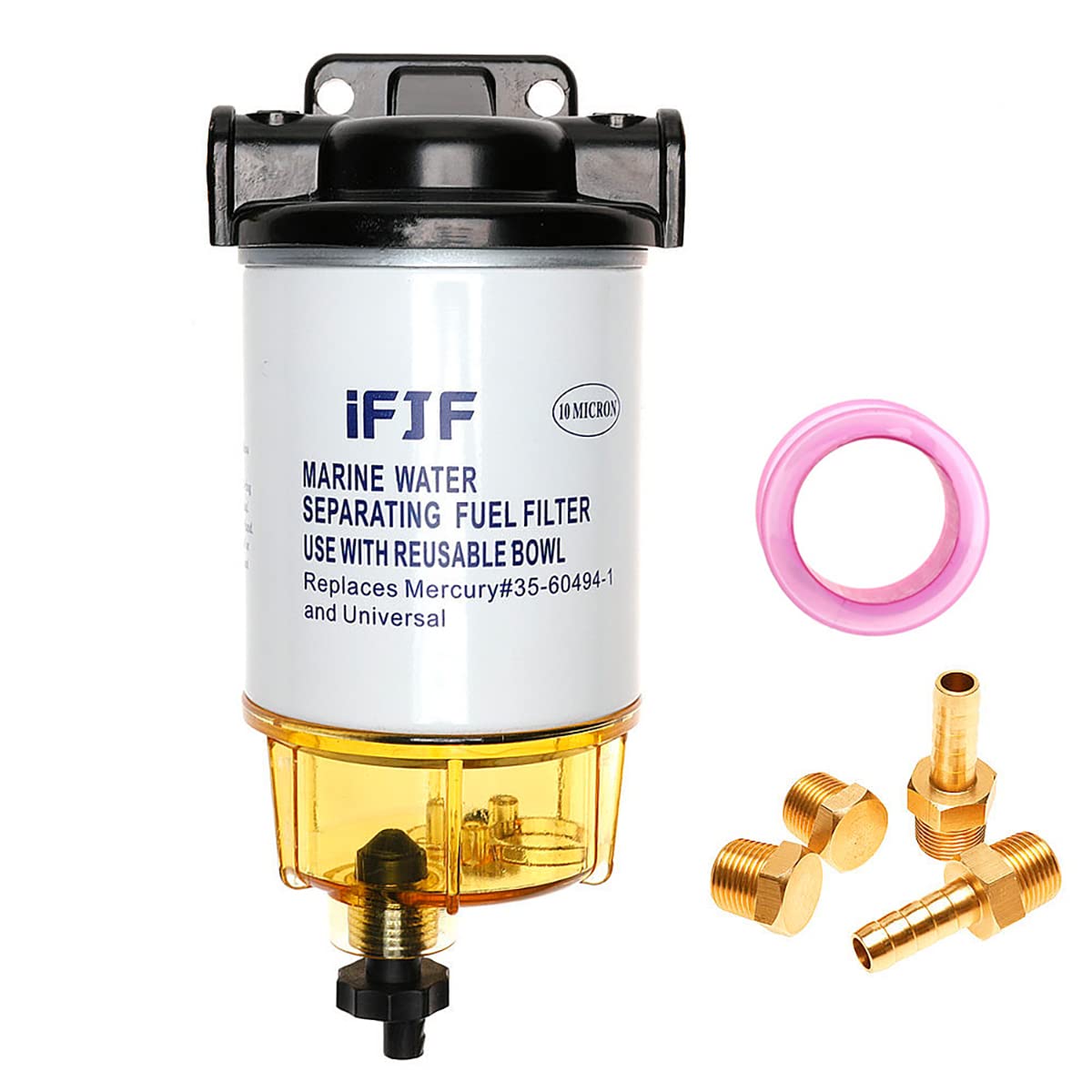 iFJF 35-60494-1 Fuel Water Separating Filter 3/8 Inch Port for Outboard Motor Mercury 35-60494-1 S3213 S3214 B32013 18-7932-1 18