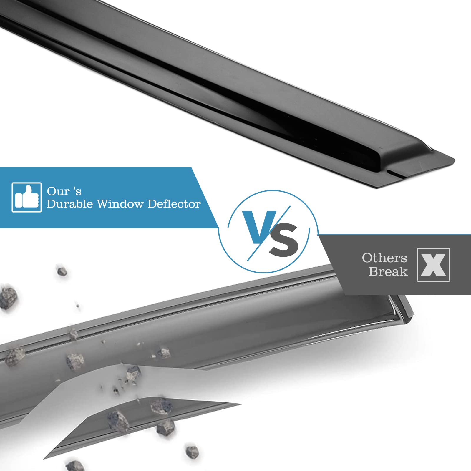 Arokzn 94768 Original Sunproof Waterproof Side Window Visor,4pcs Tape-On Rain Guards Set Compatible with 2016-2022 Toyota Tacoma