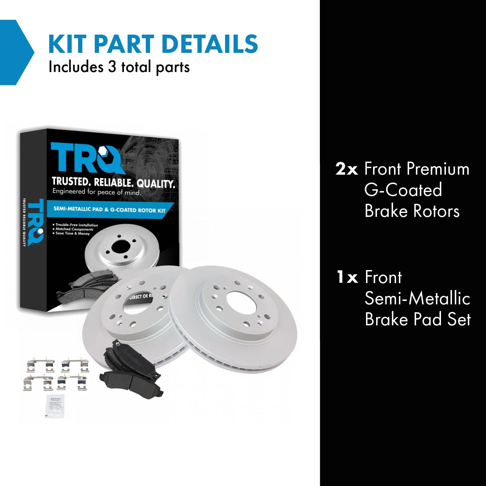 Trq Front Posi Metallic Brake Pad & E-Coated Rotor Kit For Chevy Gmc Truck