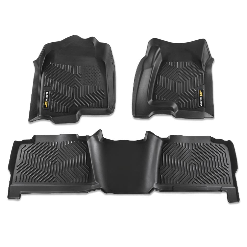G-PLUS TPE Floor Mats Compatible with Chevy Silverado/GMC Sierra 1500 Crew Cab 1999-2006 3PCS Cargo Liner All Weather Full Cover