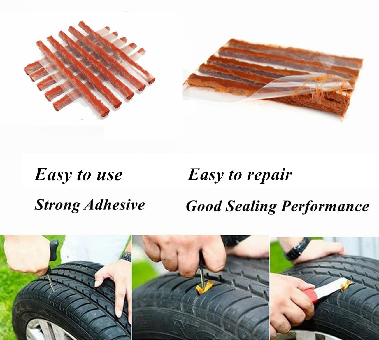 HappyBeeFlying Tire Plugs 150pcs,Rubber Tire Repair Plugs Self vulcanizing Strips 4'' x 1/4'' for Tubeless Tires