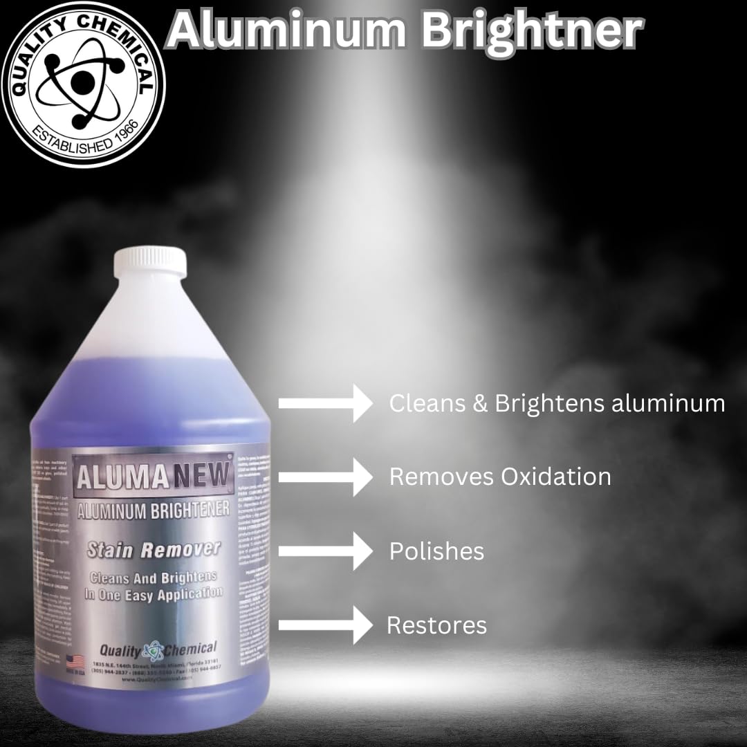 Quality Chemical Aluminum Brightener & Restorer - Aluminum Wheel And Pontoon Cleaner - Rim Cleaner 128 Oz (Pack Of 2)