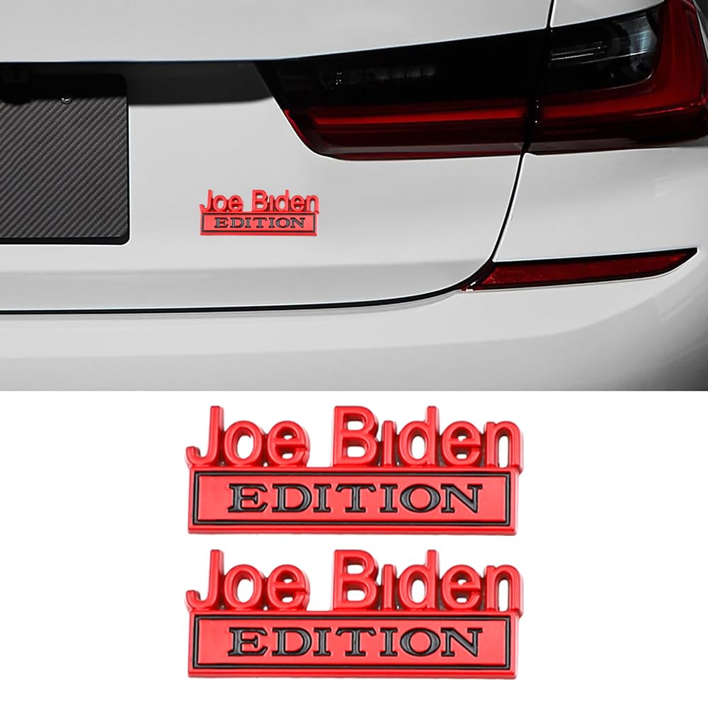 2 Pcs Joe Biden Edition Emblem Car Side Rear Front Hood Trunk Door Badge 3D Decal Sticker Fit For Car Truck Suv (Joe Biden, Red)