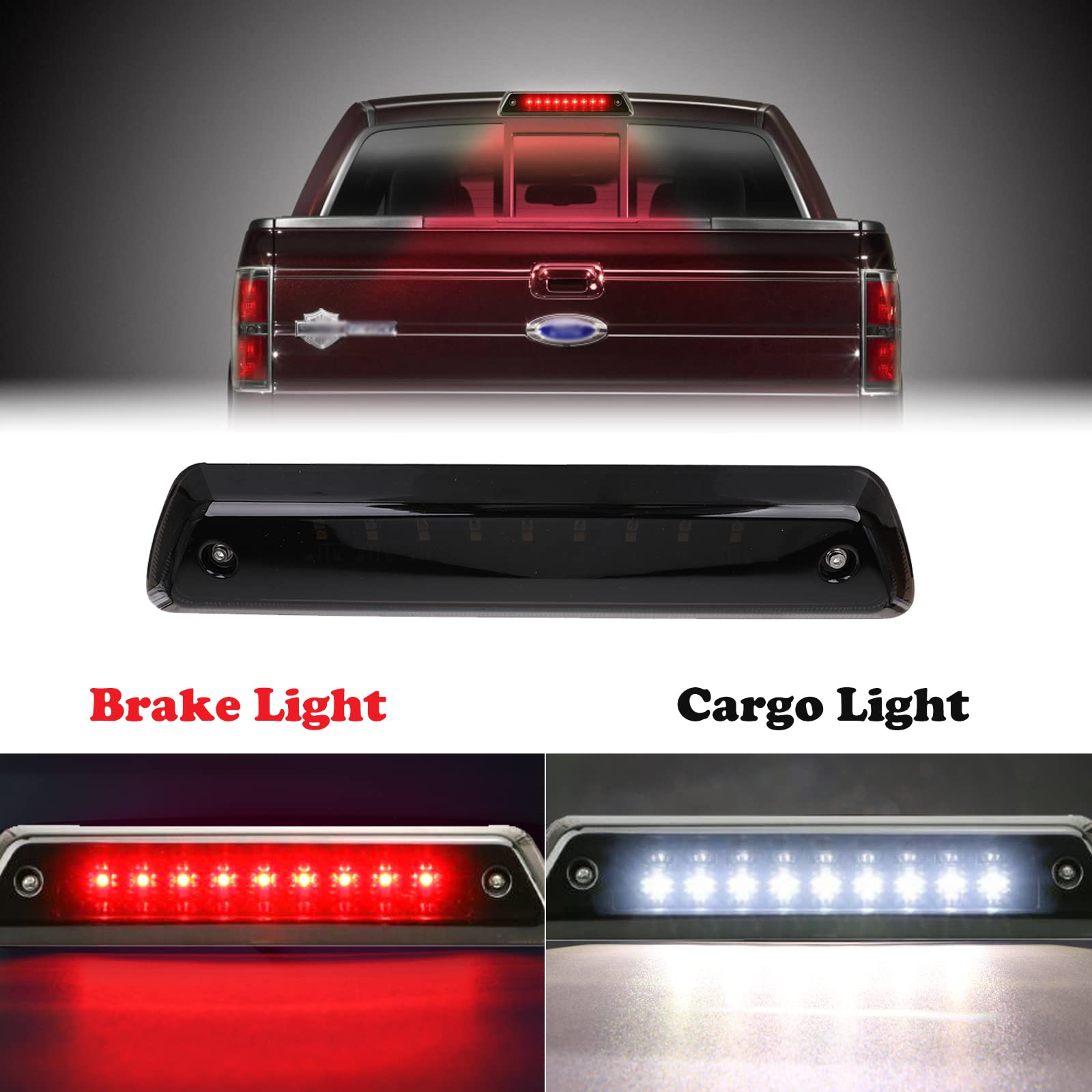 Third Brake Light Compatible With 2009 2010 2011 2012 2013 2014 Ford F150 3Rd Brake Light Led Cab Cargo Tail Lights High Mount B