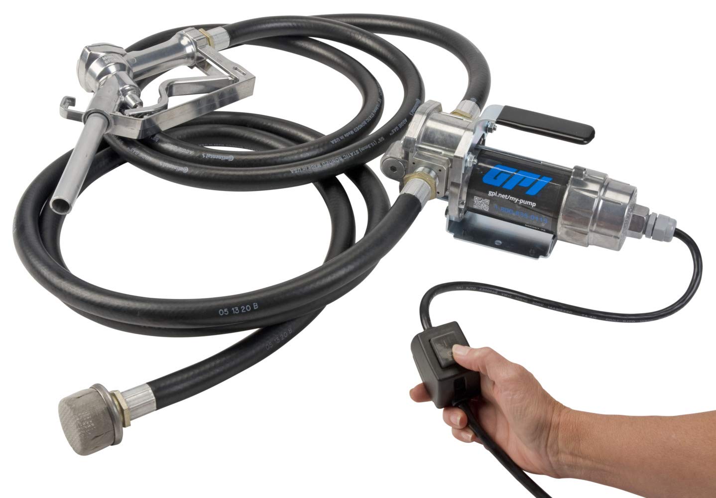 Gpi - G8P Portable Fuel Transfer Pump, Manual Shut-Off Nozzle, 8 Gpm, 12 Volt (147000-01)