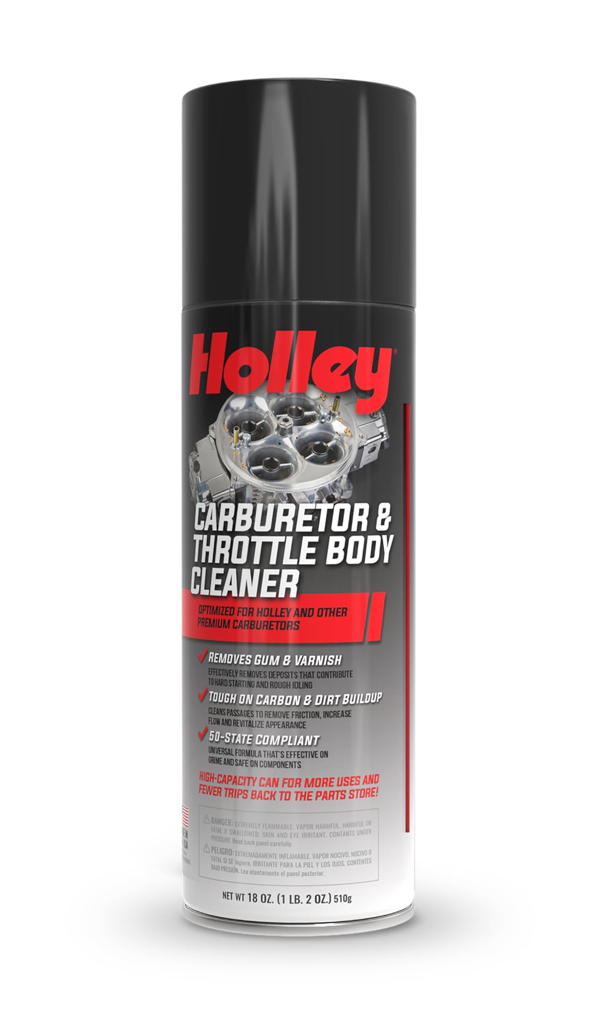 Holley Carburetor and Throttle Body Cleaner Spray, 18 oz Can - Removes Dirt, Gum, and Carbon Buildup Deposits, Degreaser - Inclu