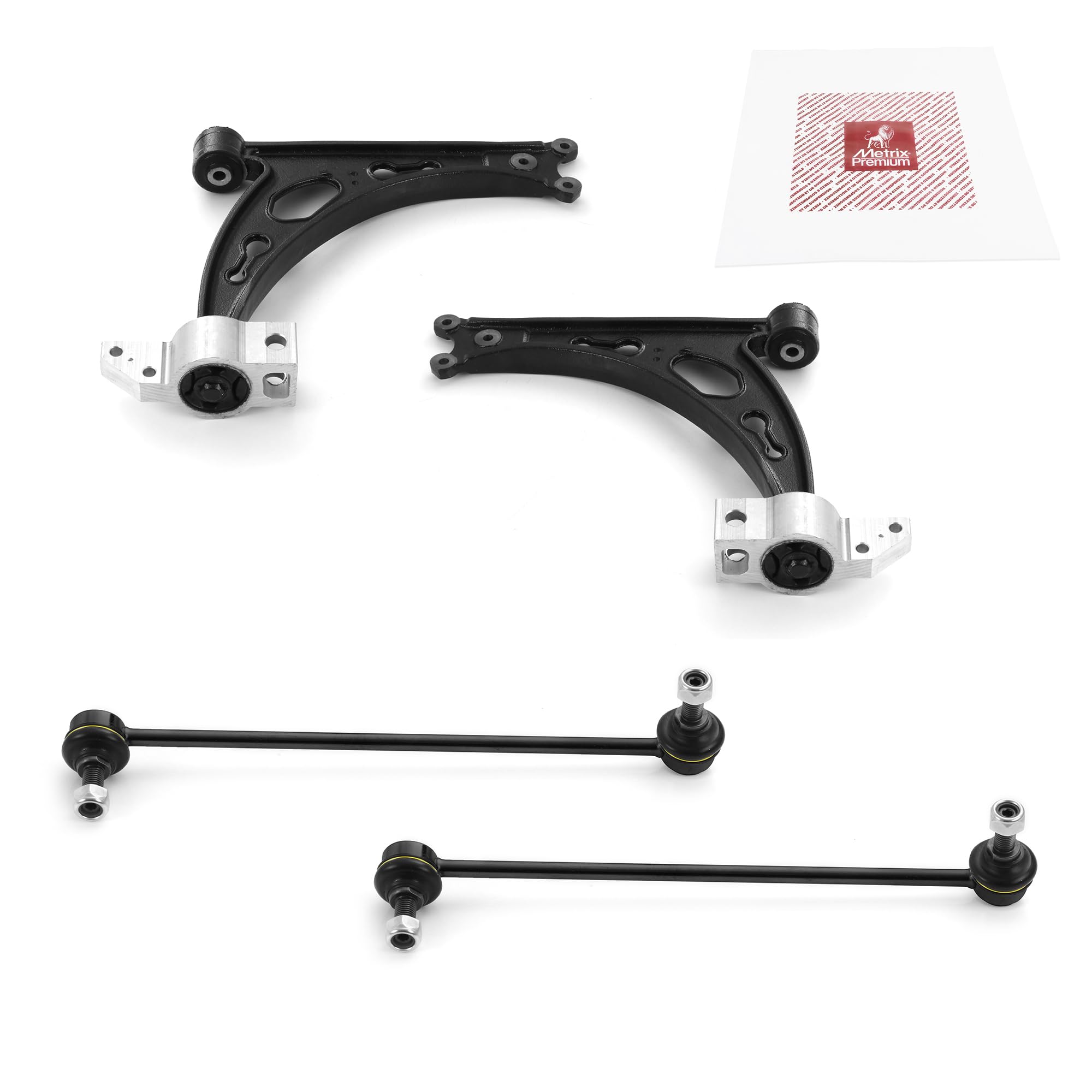 Metrix Premium Chassis Parts - 4 Pc Front Lower Control Arm & Front Sway Bar Stabilizer End Link Kit Fits 06-13 Audi A3, 06-13 S