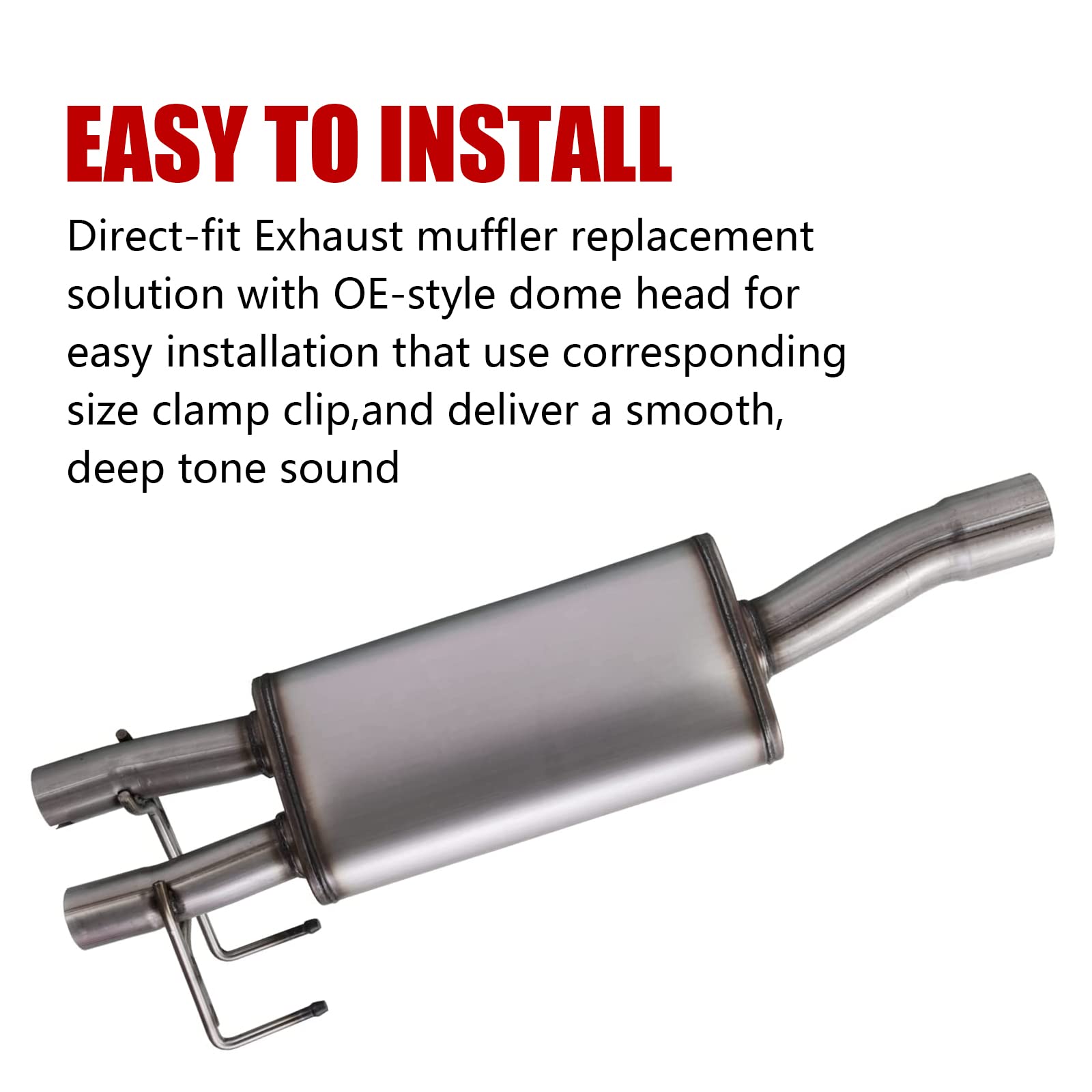 Direct-Fit Muffler 409S,2-Chamber Exhaust Muffler Kit Fits Exhaust 2009-2018 Dodge Ram 1500 Aggressive Series,Stainless Steel 3'