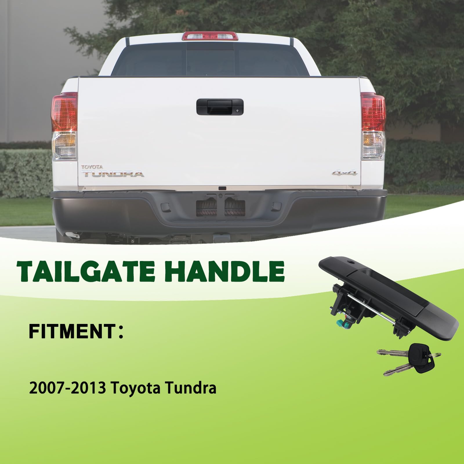 omoZone Tailgate Handle Liftgate Latch Handle with Key Lock Cylinder Compatible with 2007-2013 Toyota Tundra Replaces 69090-0C04