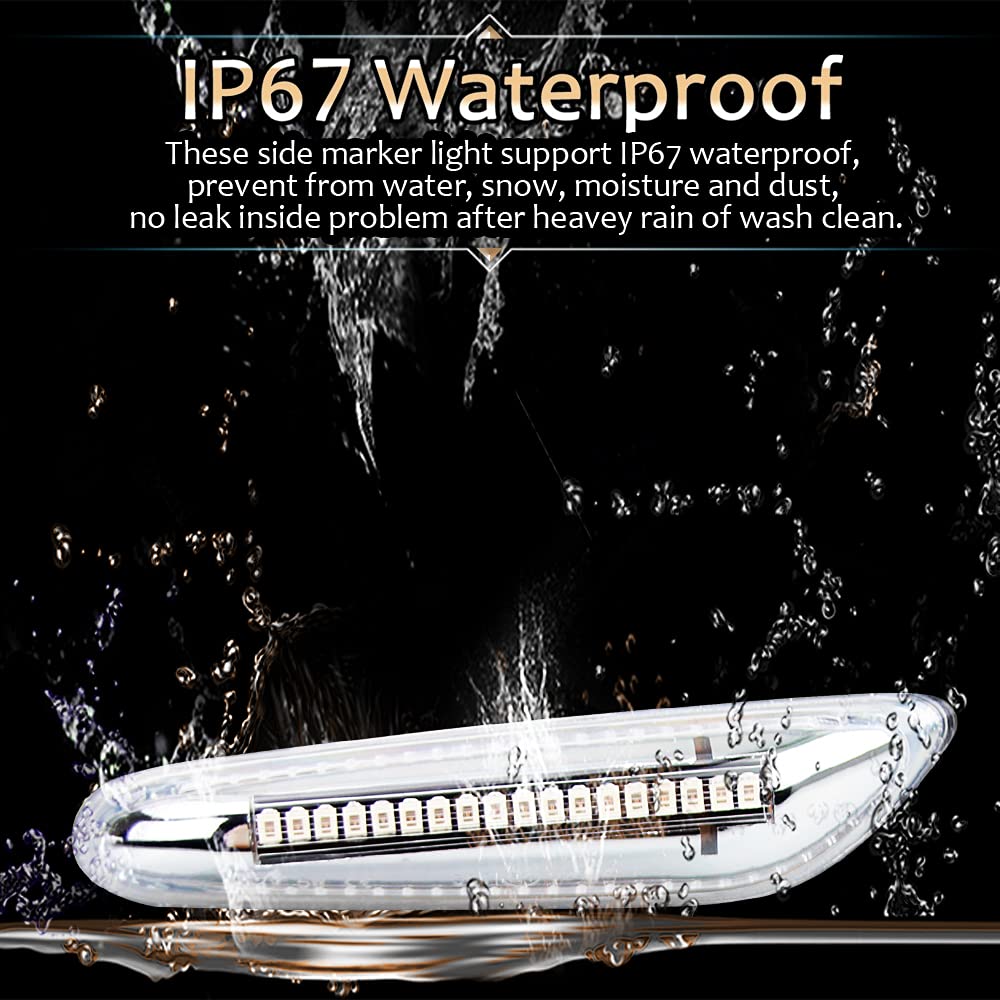D-Lumina Chrome Sequential Amber Led Side Marker Lights Turn Signal Lamp For Bmw E90 E91 E92 E93 E46 E53 E60 E61 X3 E83 X1 E84 E81 E82 E87 E88 Side Marker Light, Clear Lens Side Marker, Pack Of 2