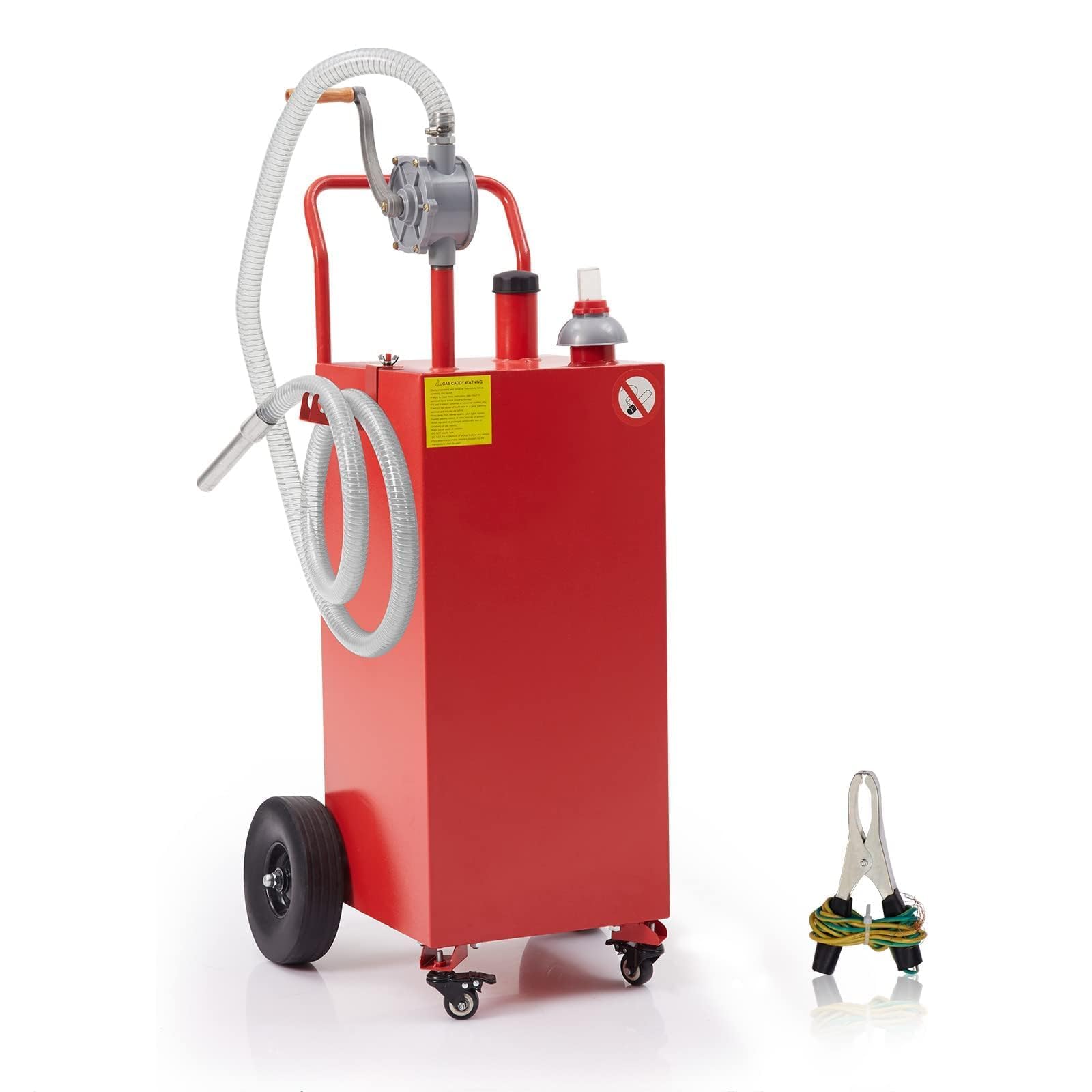 40 Gallon Fuel Tank With Pump, Heavy Duty Portable Gasoline Tank With Roller/Hose/Fuel Transfer Storage Tank for Cars, Trucks, M