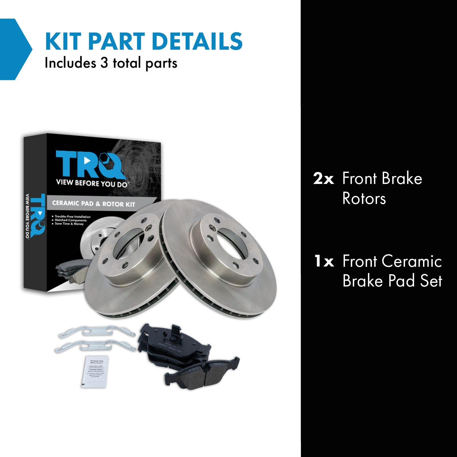 Trq Front Brake Pad & Rotor Kit Compatible With 98-00 Bmw