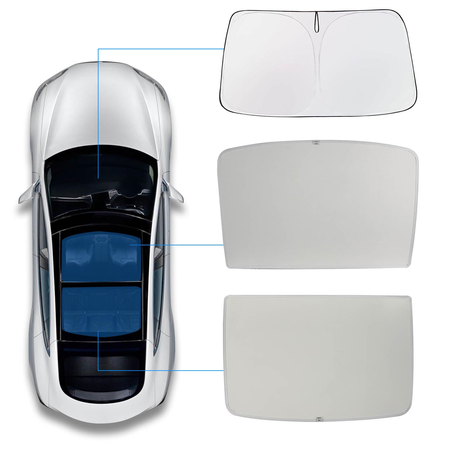 Tseller For Tesla Model Y Sunshade Roof Sunroof Shade Upgrade 3.0 Accessories 2025 2024 2023 2022 2021 2020(Ice Grey) & Tesla Mo