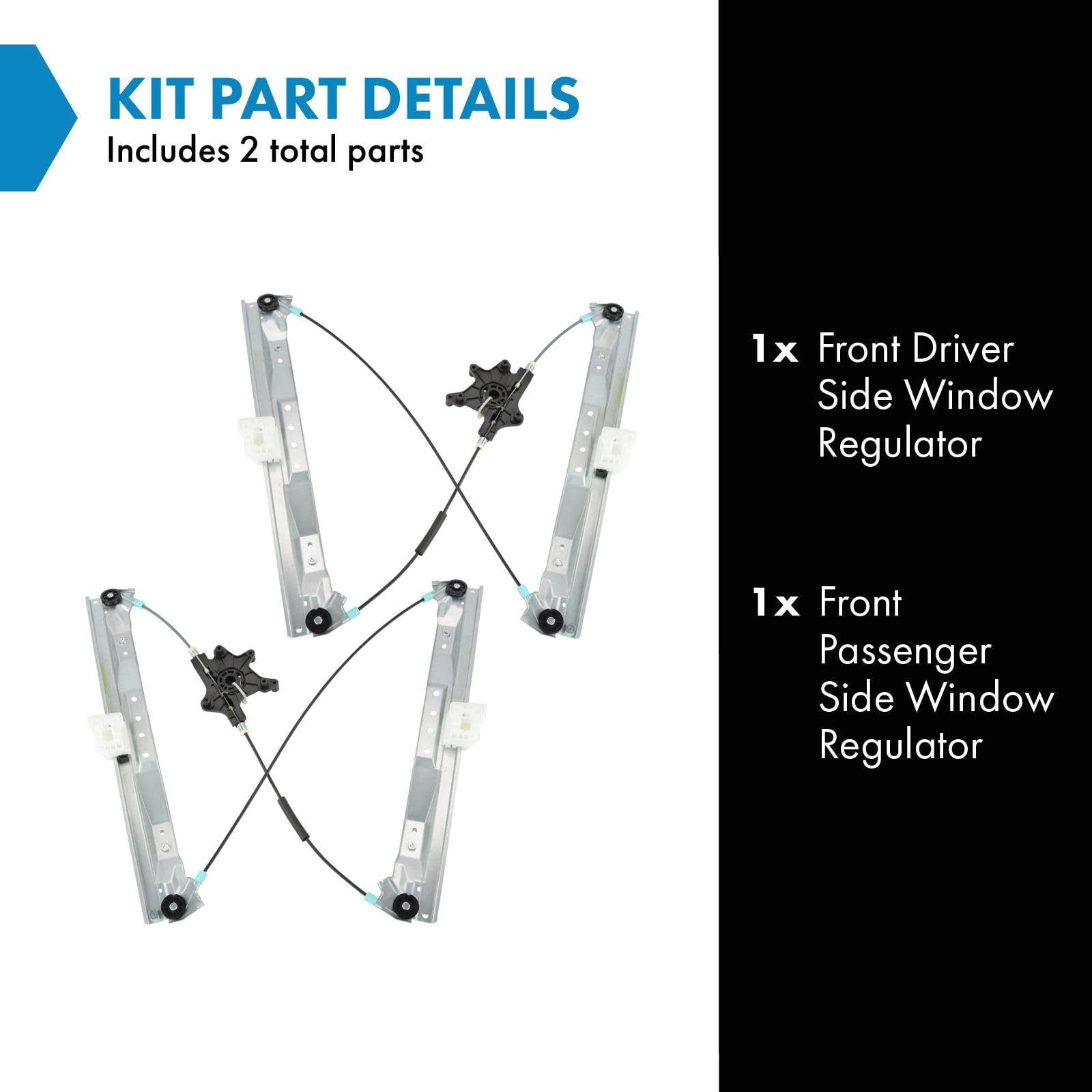Trq Front Power Window Regulator Set Compatible With 2008-2016 Chrysler Town & Country 2008-2018 Dodge Grand Caravan 2012-2015 R