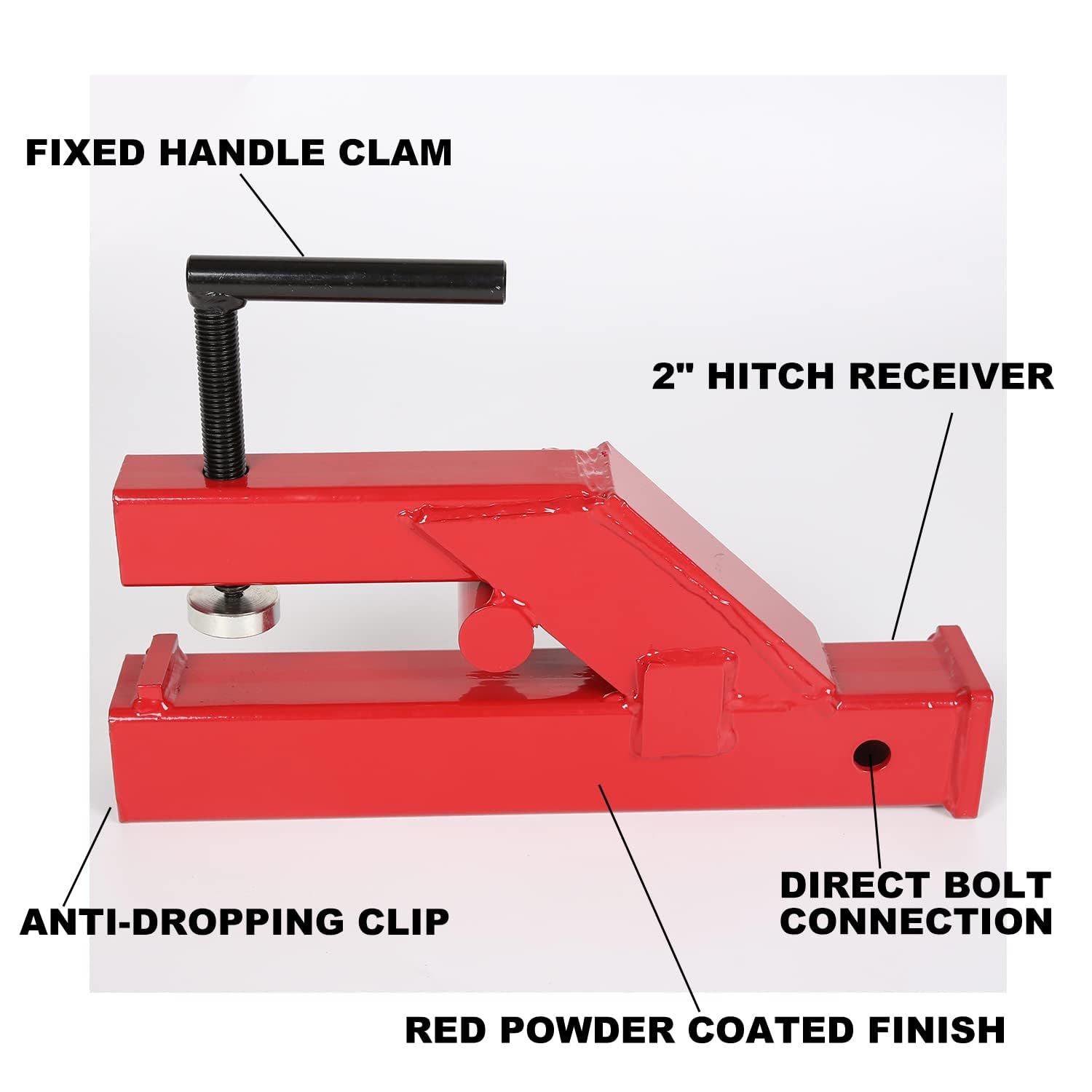 ECOTRIC Clamp On Trailer Hitch 2' Ball Mount Receiver Adapter Bucket Trailer Hitch Competible with Deere Bobcat Tractor Bucket Forklift