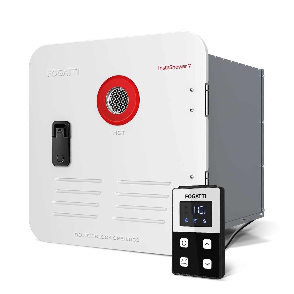 Fogatti Rv Tankless Water Heater, Instashower 8 Pro, Gen 2, With Mixing Tank, 15X15 Inches Black Door And Remote Controller, Pro