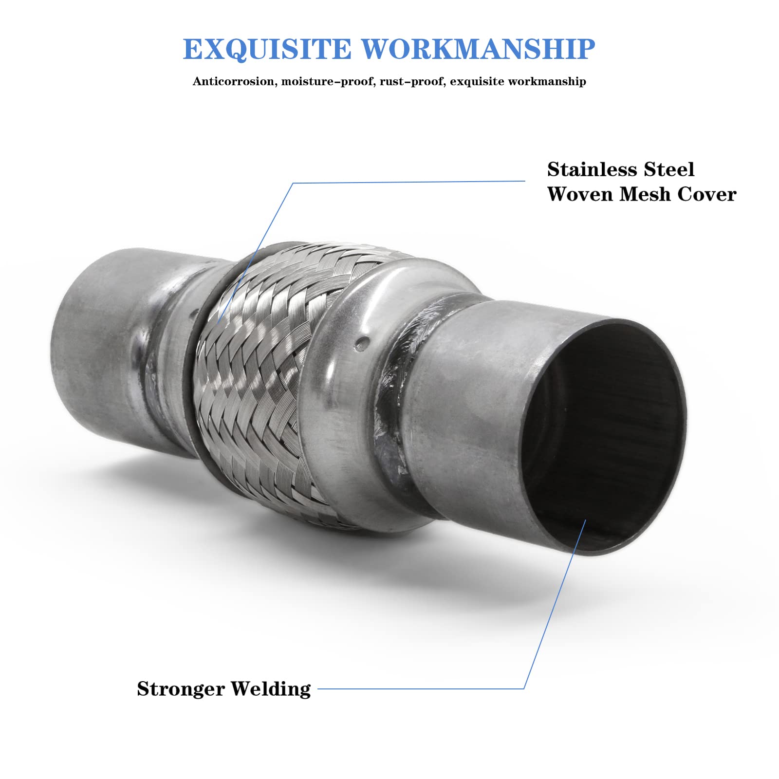 Rp Remarkable Power, Rk7539-2.25'' X 4'' Heavy Duty Stainless Steel Exhaust Flex Pipe 8'' Ol