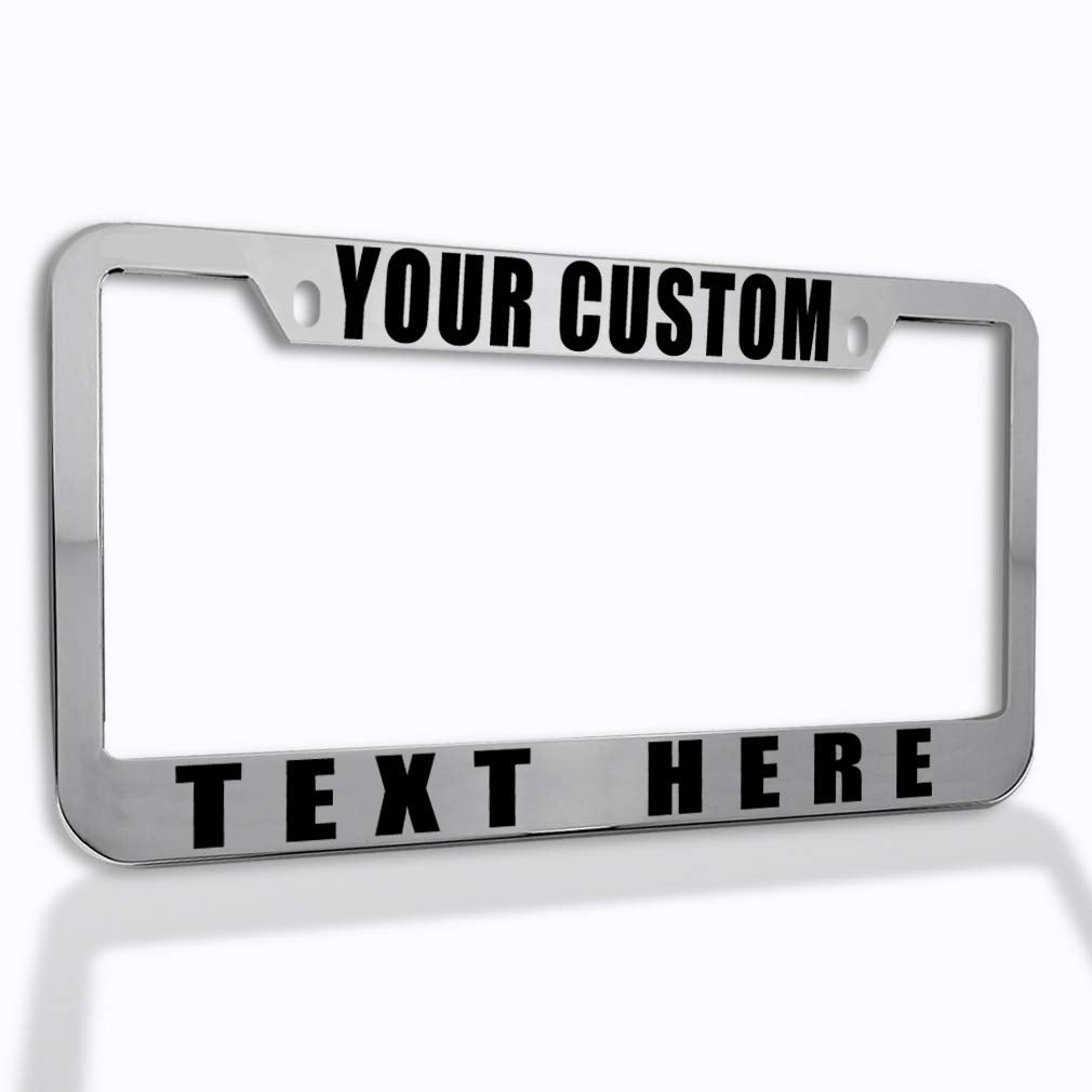 Speedy Pros Funny License Plate Frame Custom Personalized Text Zinc Cute Car Accessories License Plate Holder Chrome 2 Holes 1 Frame