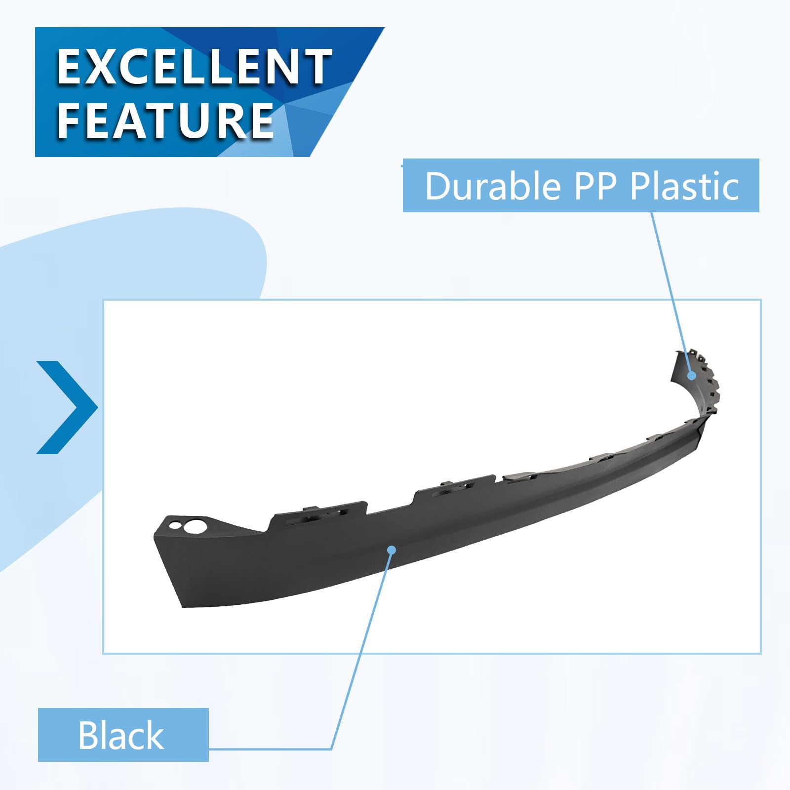 Kojem Front Bumper Valance Compatible With 2007-2013 Chevrolet Silverado 1500 Replacement for 25821880 GM1092191 Plastic (PP)Bla