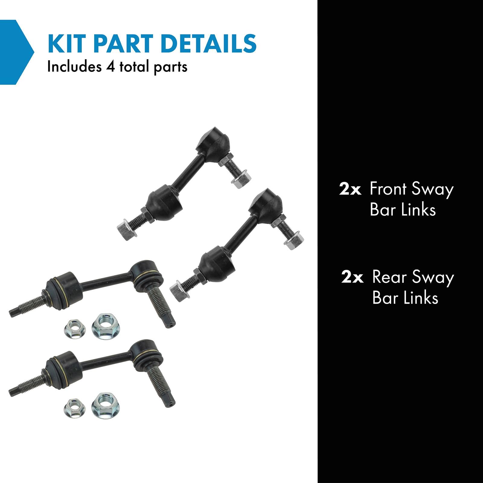 Trq Front & Rear Sway Bar Stabilizer Link Set Compatible With 2005-2006 Ford Expedition Lincoln Navigator
